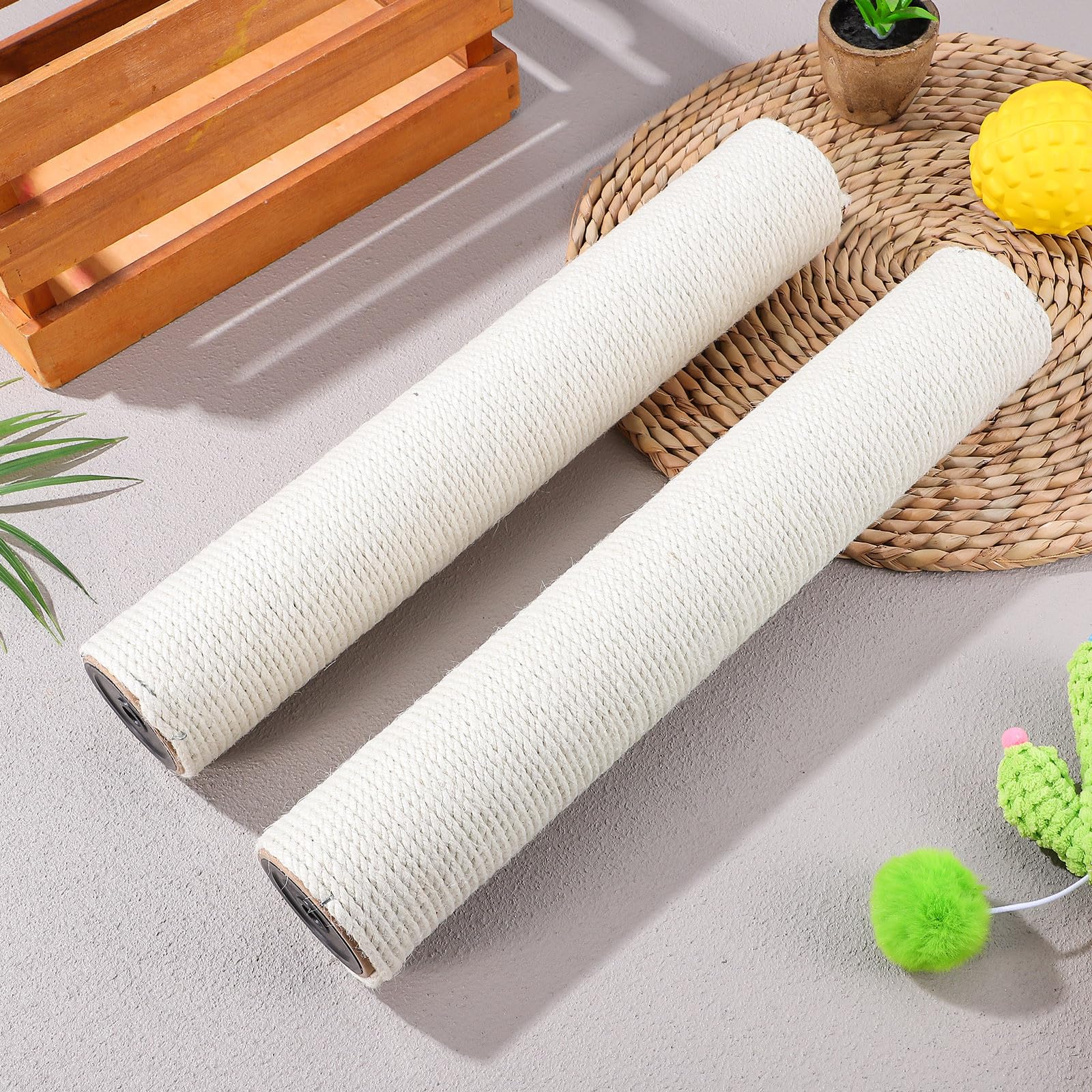 Garneck 2 Stück Kratzbaum Säulen aus Sisal für Katzenbabys Gesundes Kratzen und Einfache Montage für Indoor Katzenmöbel Schraublochdurchmesser 8mm
