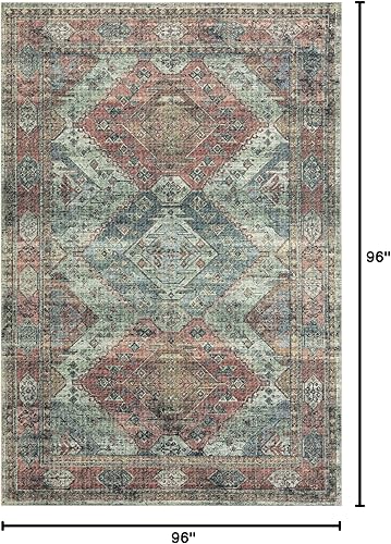 Miniatura 2 de Loloi II Colección Skye SKY-06 - Alfombra redonda tradicional de 8 pies x 8 pies, albaricoqueniebla