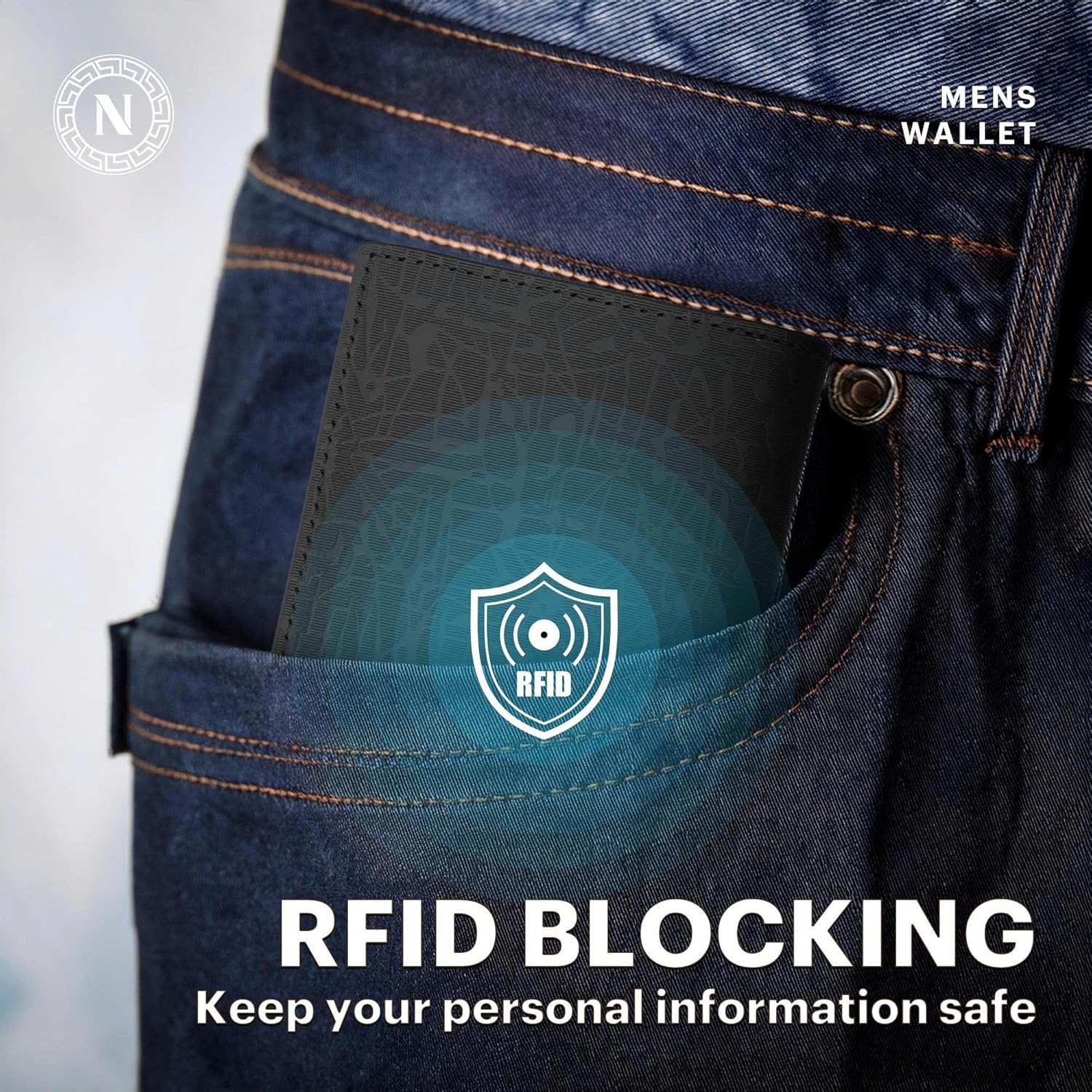 Real Leather Mens Leather Wallet Bifold RFID Blocking Slim Minimalist Front Pocket With 5 Card Slots, 1 ID Window & 1 Cash Pocket - Includes Gift Box - Image 5