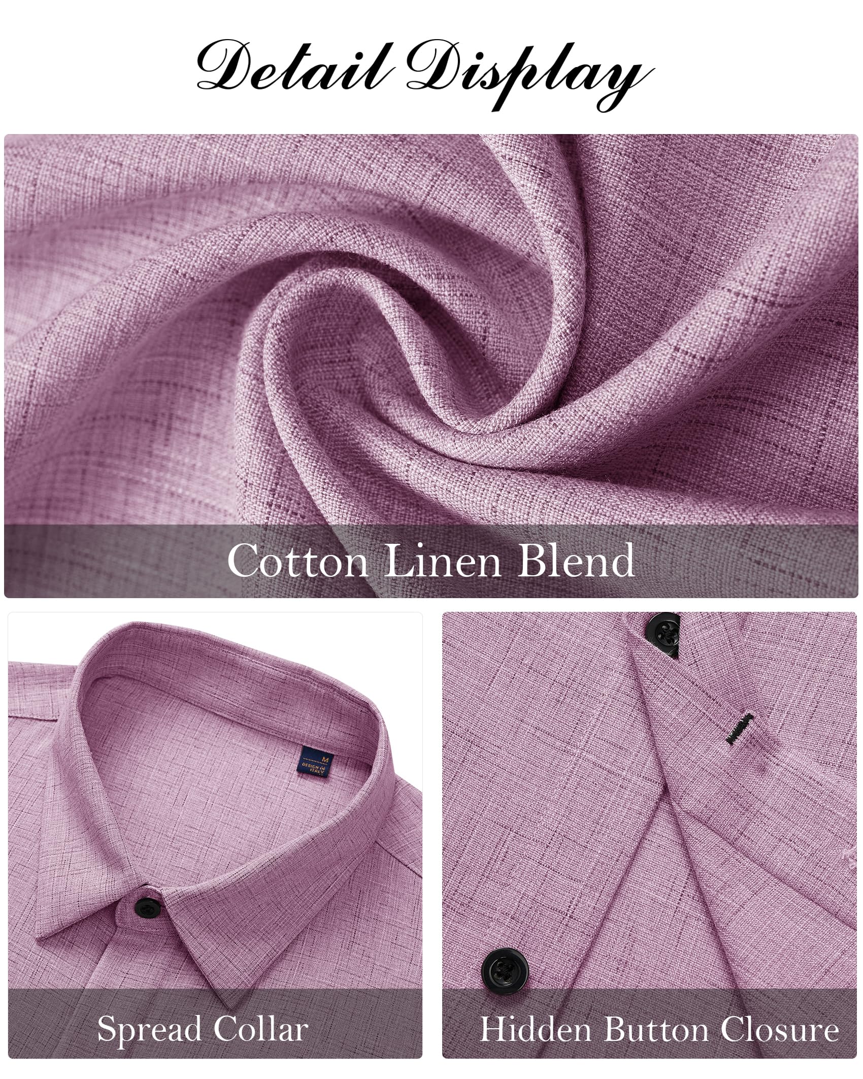 J.VER Chemise en lin décontractée à manches courtes boutonnée pour homme - Pour la plage, l'été, les vacances, les mariages - Hauts en coton