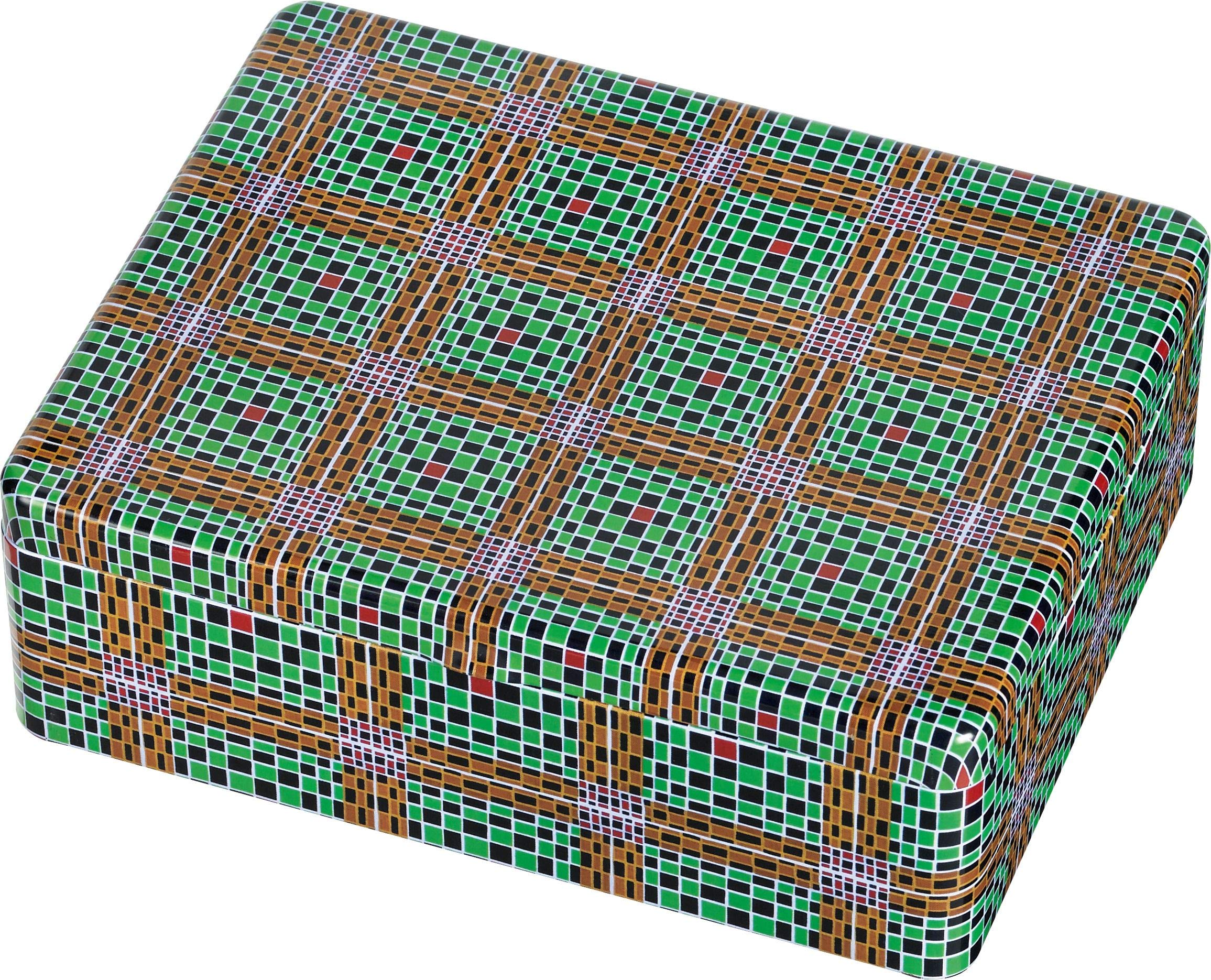 Gerstenberg Verlag Grün Wax Teebox - Motiv -Braune Karos: Mit 6 Fächern