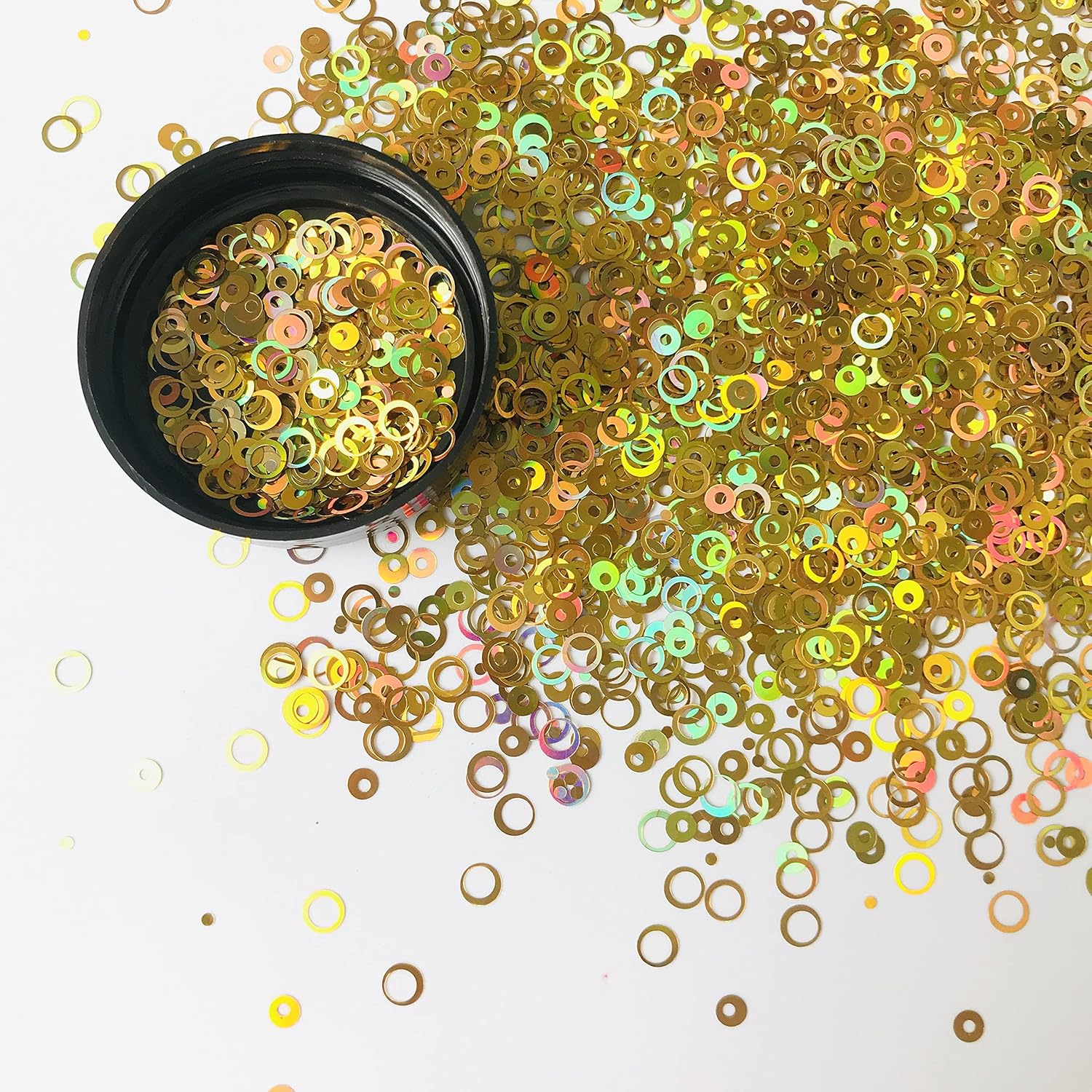 PrettyG 10 Grams/Pack - Hollow Circle Shape Glitter Sequins - Festival Rave Beauty Makeup Face Body Nail Art Decoration LB200