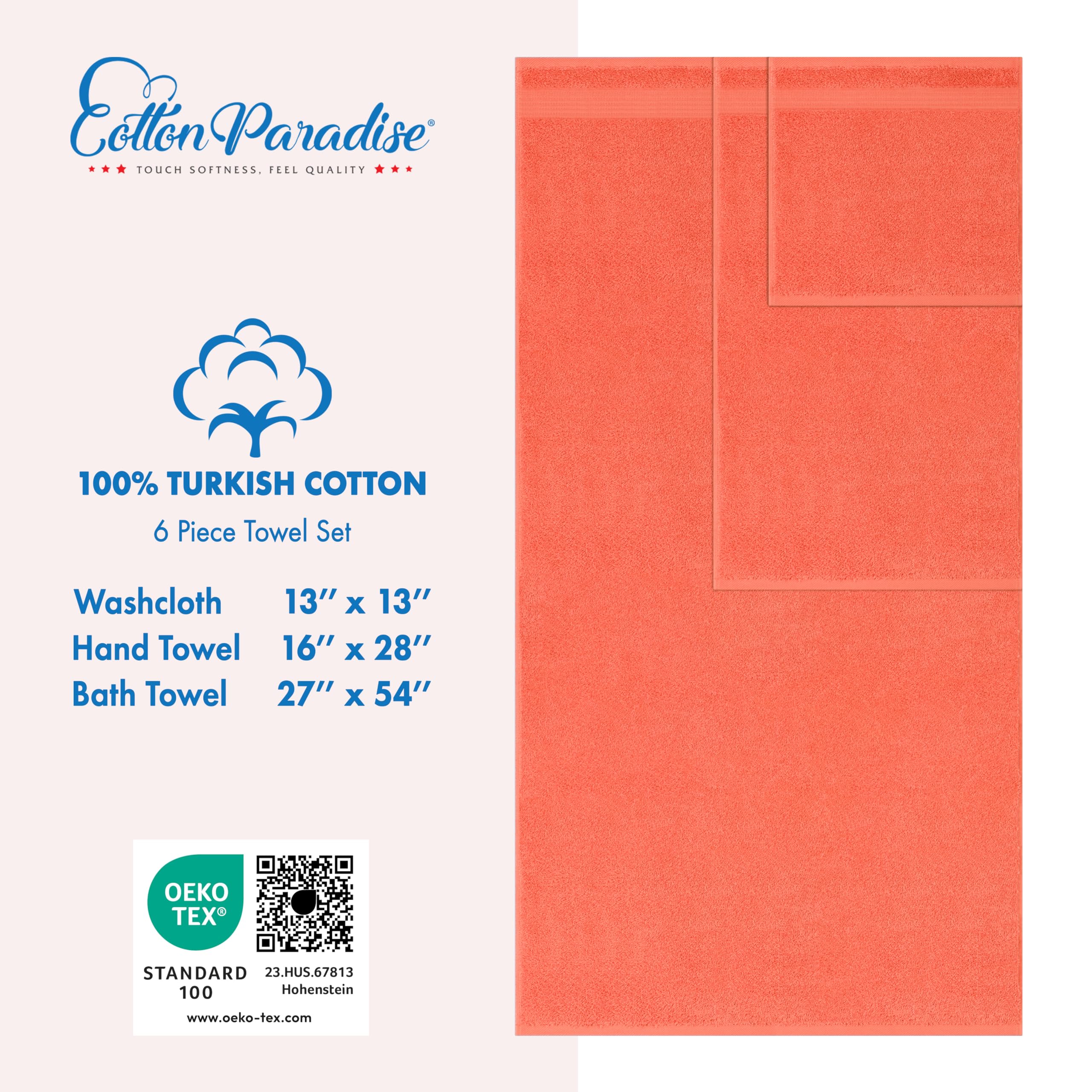 Cotton Paradise Set 6 Asciugamani In Cotone Turco – 2 Bagno, 2 Mani, 2 Viso, Lilla, 600 G/m² - 4