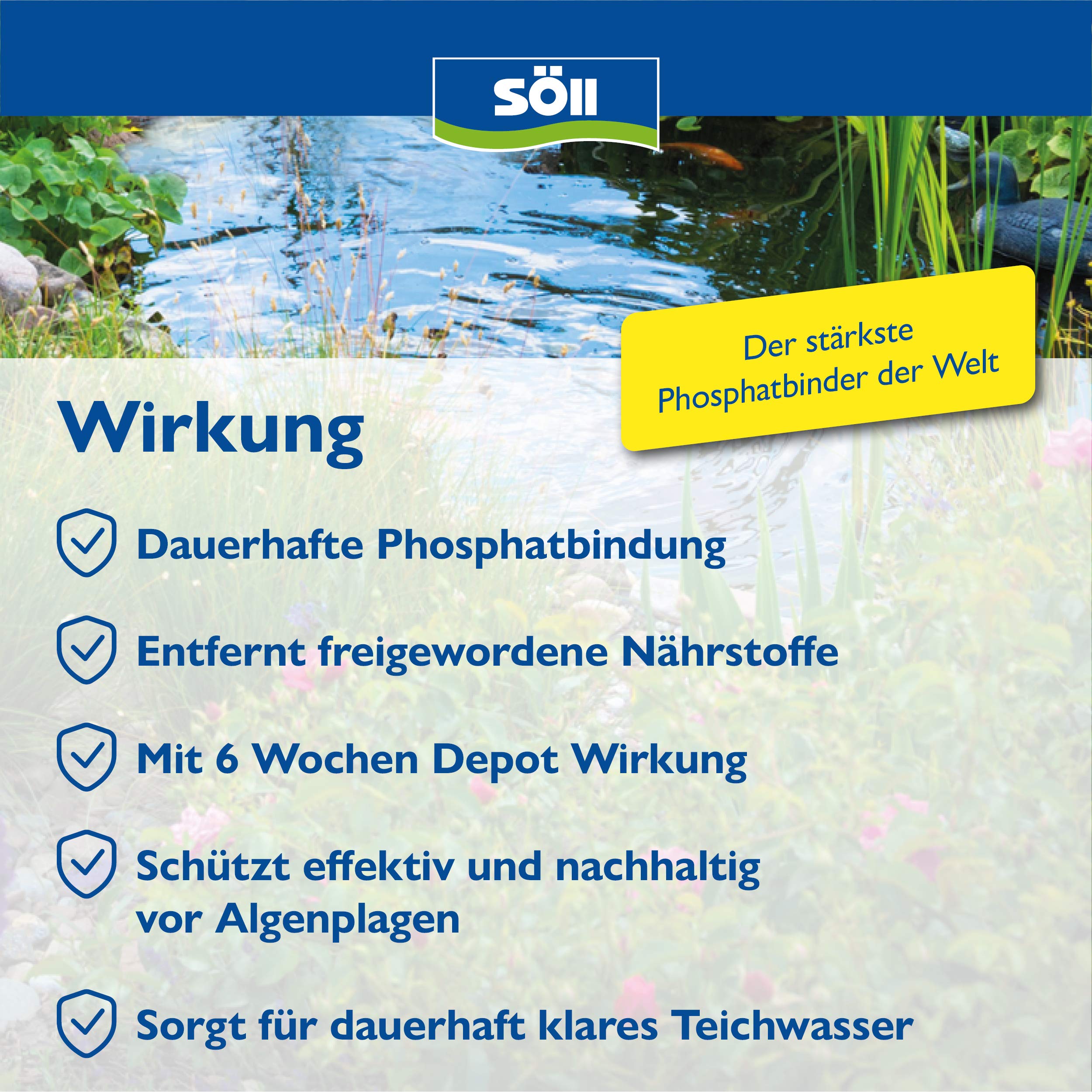 Söll 80494 PhosLock 10 kg - Phosphatbinder, senkt Phosphatgehalt, zur Algenkontrolle, Teichpflege zur Algenvorbeugung im Teich Pflanzenteich Fischteich Koiteich