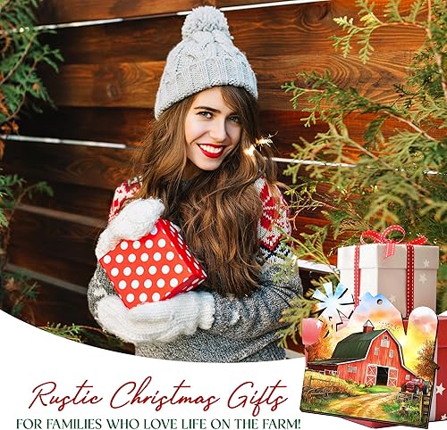 Miniatura 2 de OASSIE Regalos de Navidad de Granjero para Mujeres y Hombres - Adornos Rústicos de Madera de Casa de Campo para Decoraciones de Árbol - Regalos