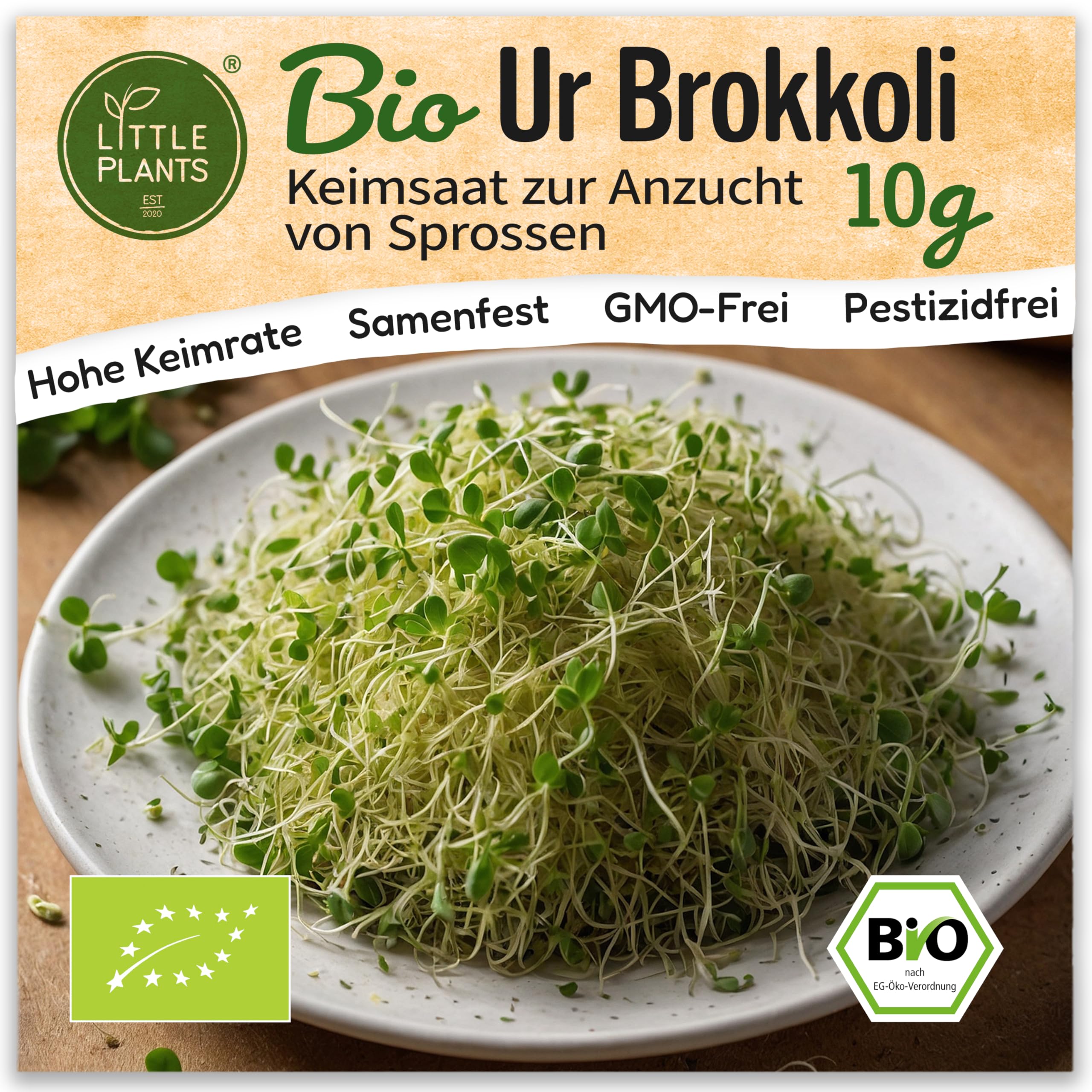 Little Plants Bio Ur-Brokkoli Sprossen Samen [10g] - Ur-Brokkoli-Samen - UR Brokkolisprossen & Microgreens zum Keimen