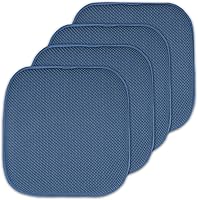 SweetHomeCollection 4 Pack Memory Foam Honeycomb Non-Slip Chair Cushions 16x16" - Blue Seat Pads for Dining Comfort