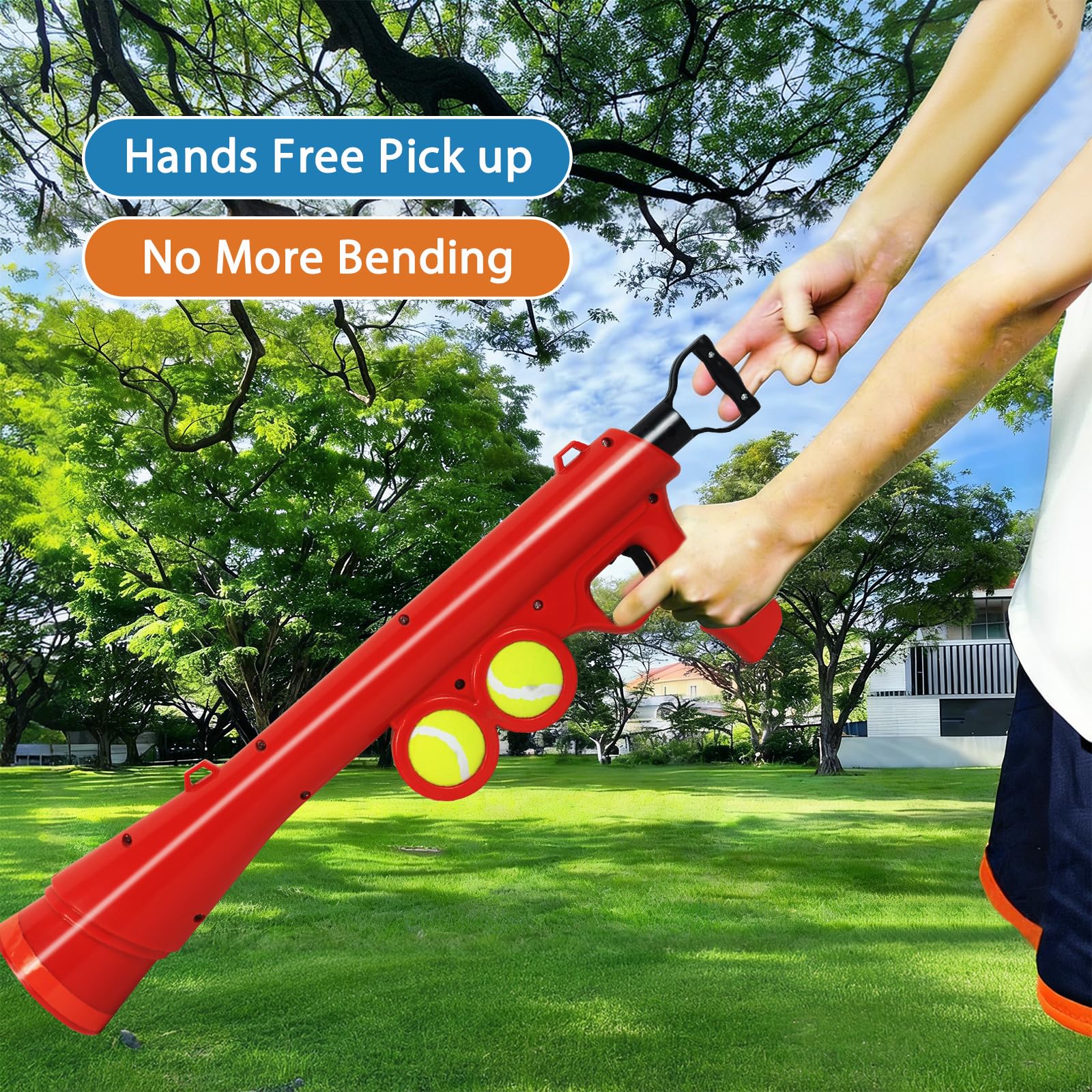 Lanceur de balles pour chien pour animal de compagnie, lanceur de balles pour chien avec 2 balles de tennis et bandoulière, 59,4 cm, longue portée de 59,4 cm, jouet pour toutes les races