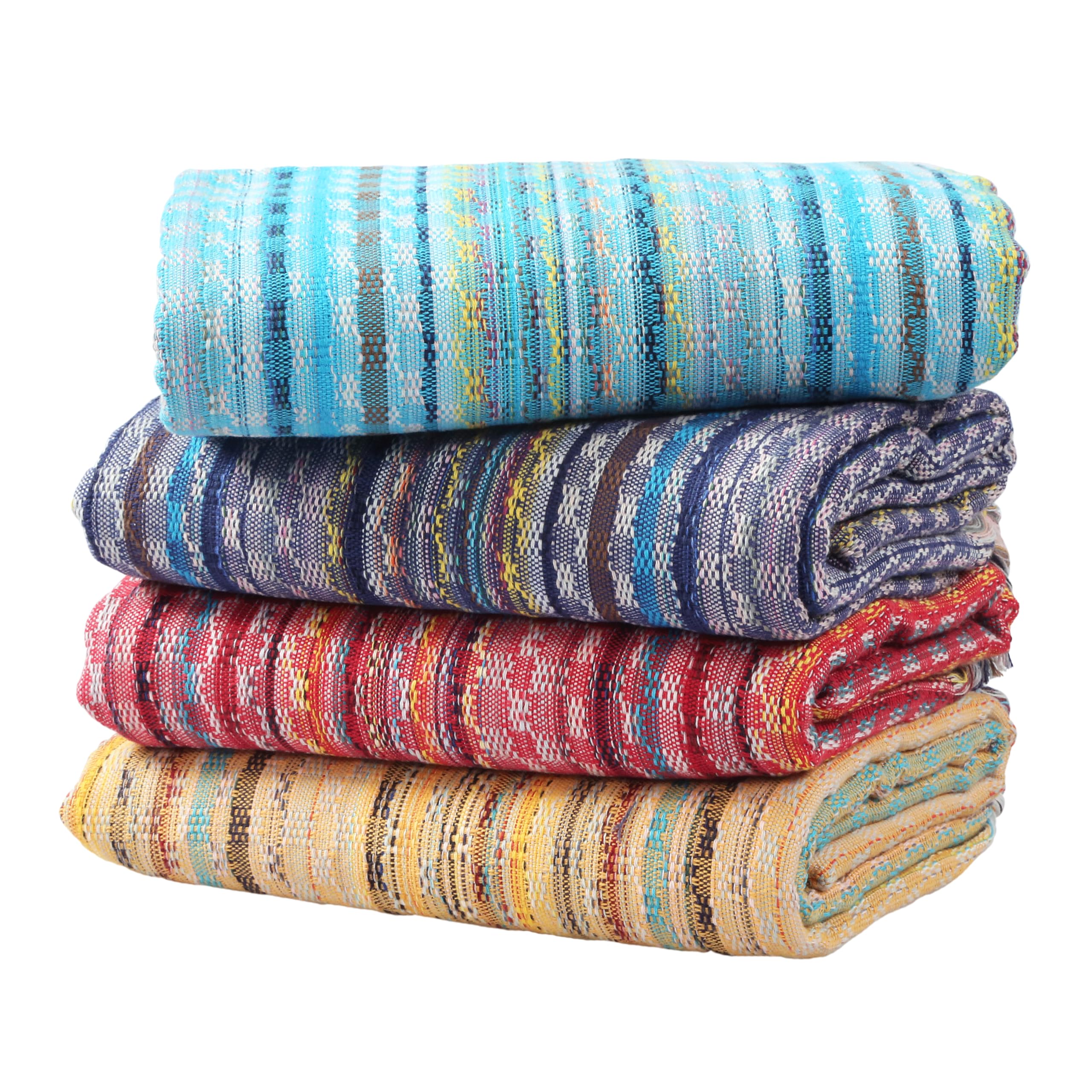 Cacala Extra Large Hand loomed Turkish Bath Towels Set of 4, 100% Cotton Quick-Drying and Lightweight Perfect for Travel, Camping, Gym and Beach (4 Pieces, Multi)OEKO-TEX STANDARD 100