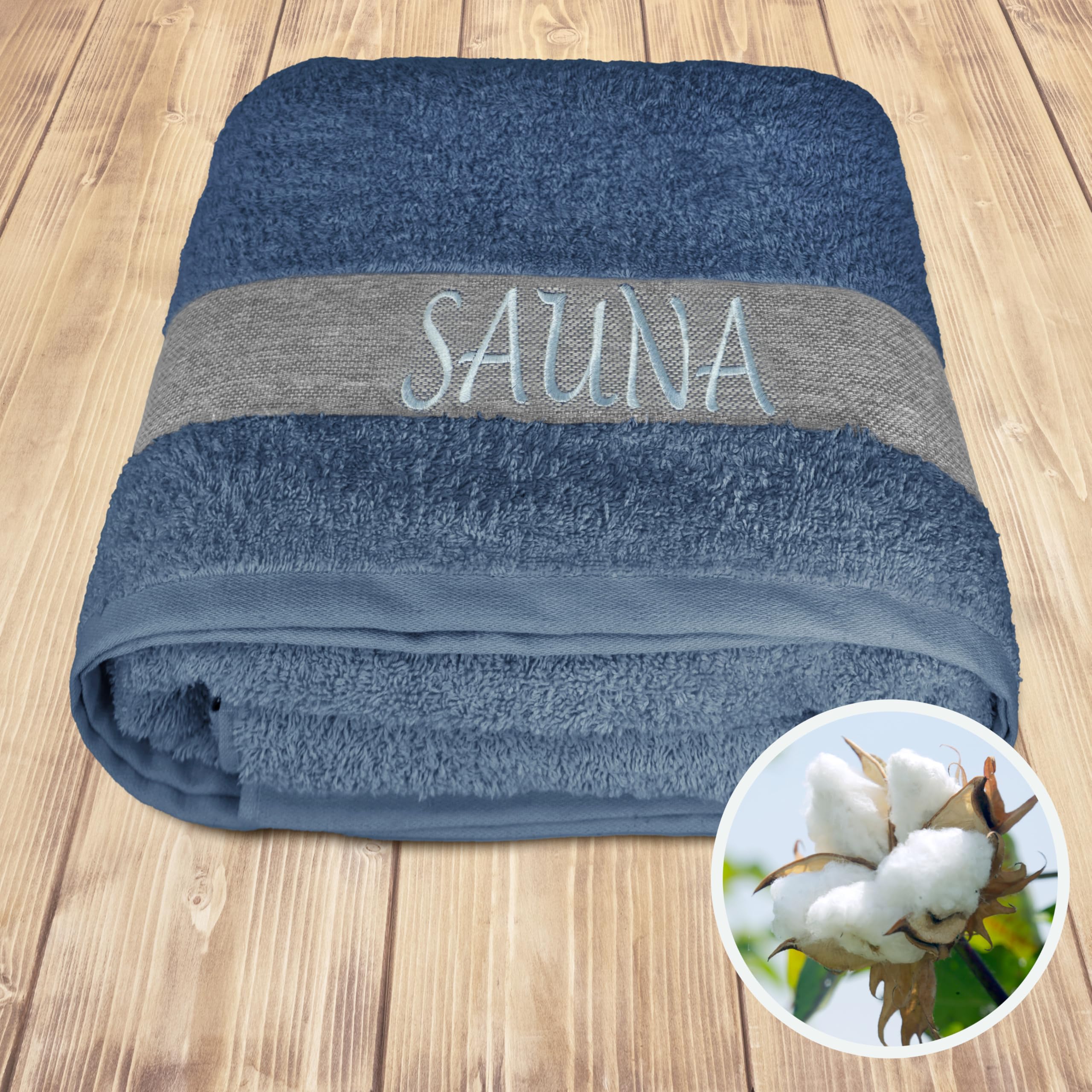 Lashuma Serviette de sauna pour homme Lima grande serviette de plage XXL Bleu jean 100 x 200 cm