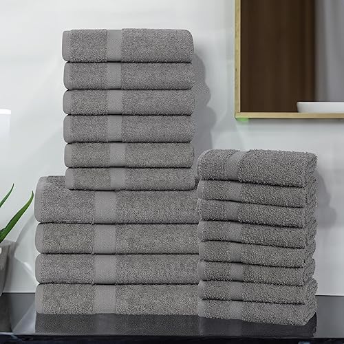 Vista 130 de Superior Juego de toallas de baño de algodón de 2 piezas, toallas grandes para cuerpo, secado rápido, artículos esenciales de baño, baño