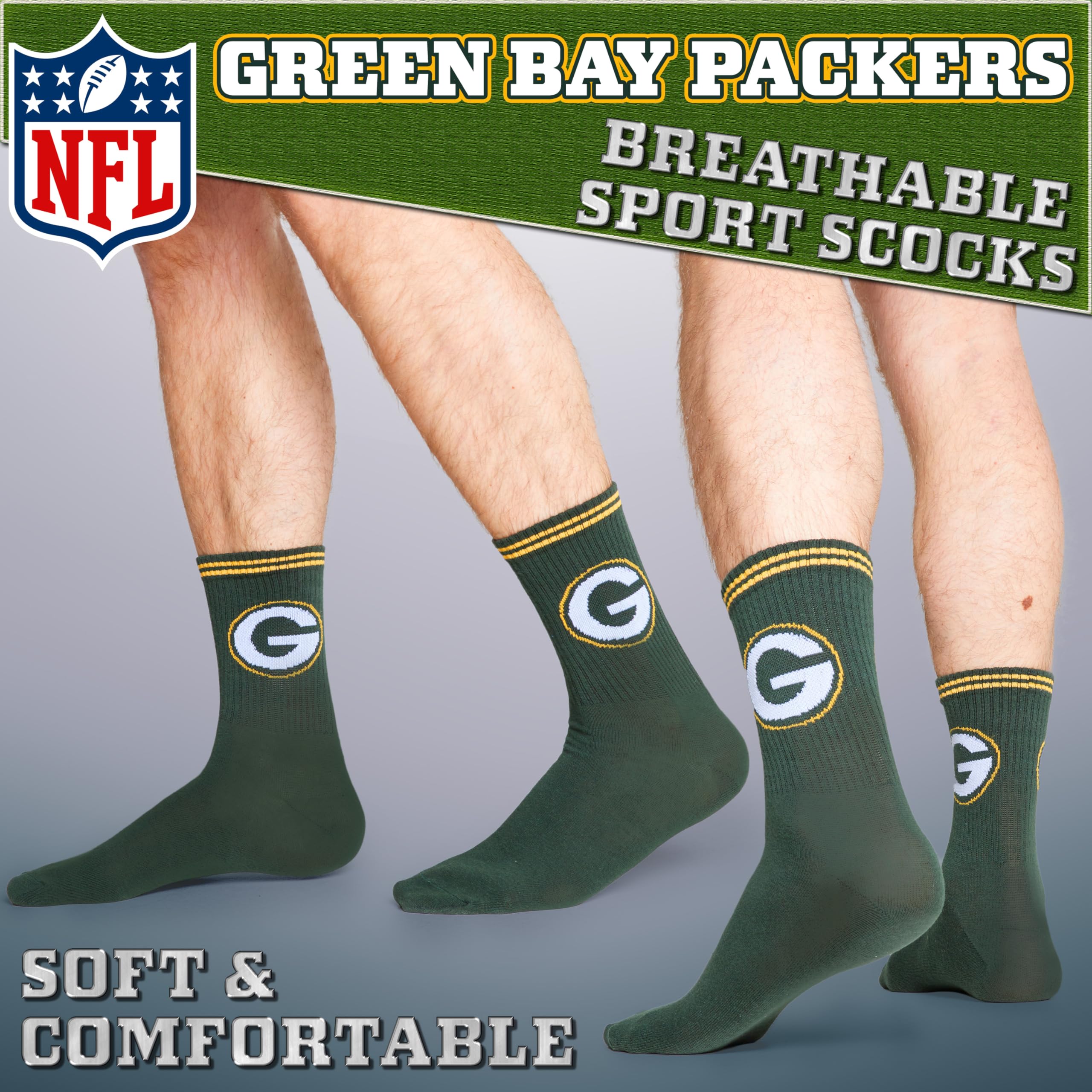 NFL Chaussettes Homme Mi-Mollet, Coffret 5 Paires Chaussettes Homme Fantaisie Sport, Idée Cadeau Adulte Ado 36-40, 40-46