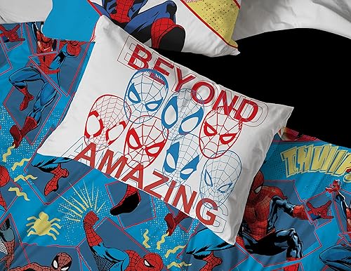 Miniatura 6 de Marvel Spiderman Beyond Amazing - Juego de cama de 5 piezas tamaño matrimonial incluye edredón y juego de sábanas microfibra súper suave resistente