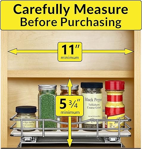 Miniatura 4 de LYNK PROFESSIONAL - Organizador extraíble de especias para armario, 10-14 pulgadas de ancho, estante deslizante, organizador de especias, cromado