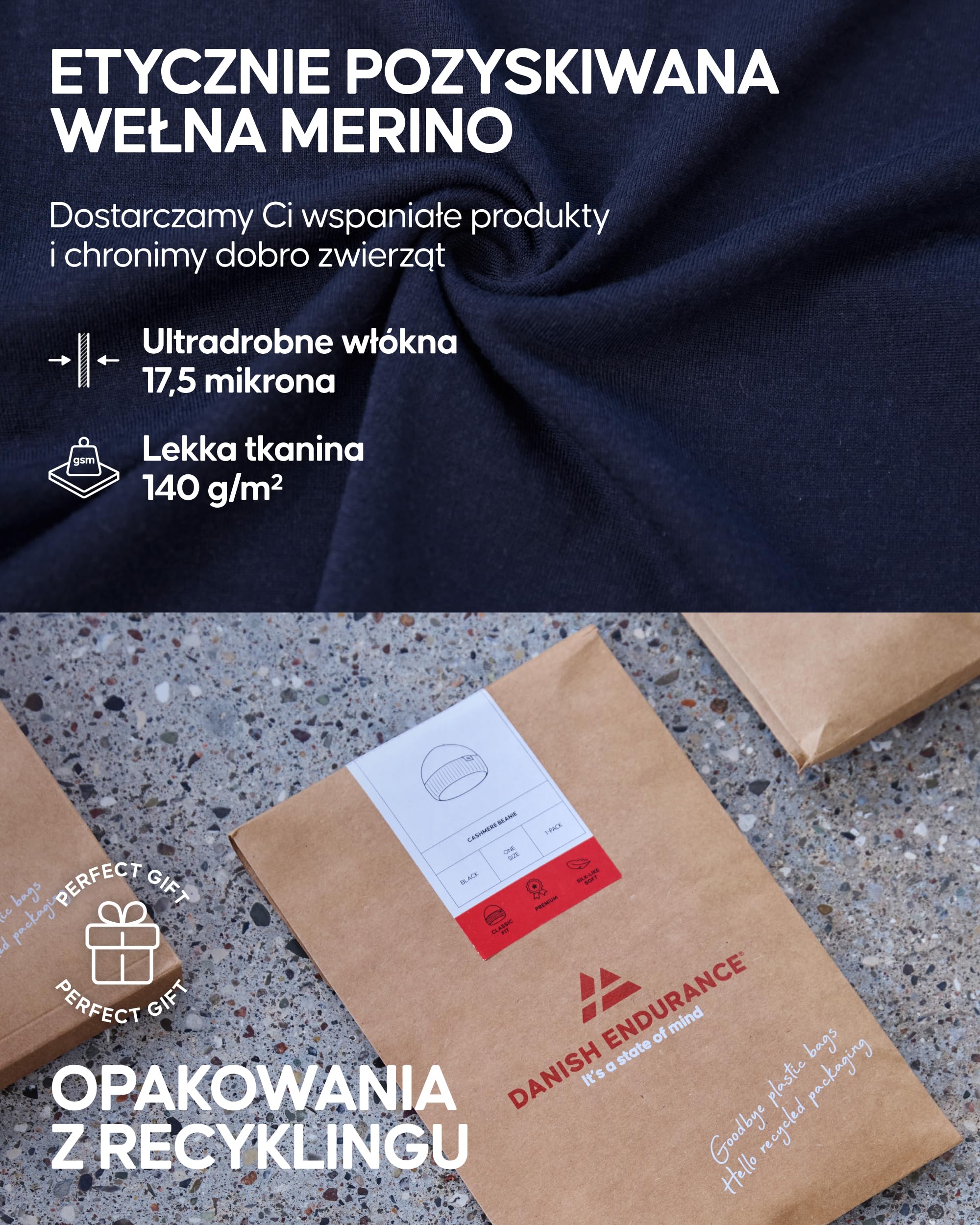 DANISH ENDURANCE Koszulka 100% Wełny Meirno, Lekka i Odporna na Zapachy Podkoszulka, Miękka, Odprowadzająca Wilgoć Odzież Bazowa, dla Kobiet, 2-Pak
