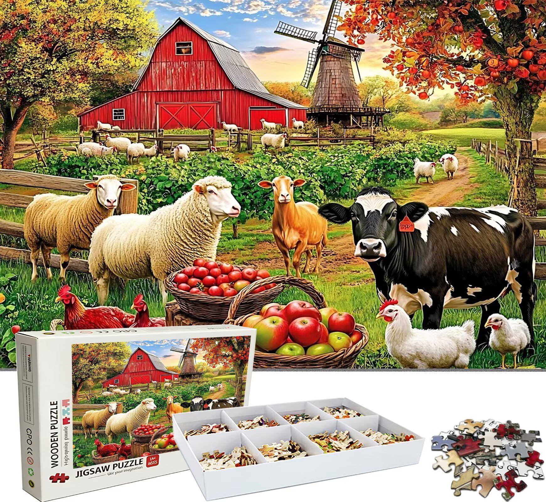 Puzzle 2000 Teile, Holzpuzzle Erwachsene - Impossible Puzzle 99.5 x 70.5 cm niffliges Denkspiel & Denksport für Frauen & Männer, Familienspiel, Home Dekor, Geschenk für Frauen Bauernhof Tier w0-664