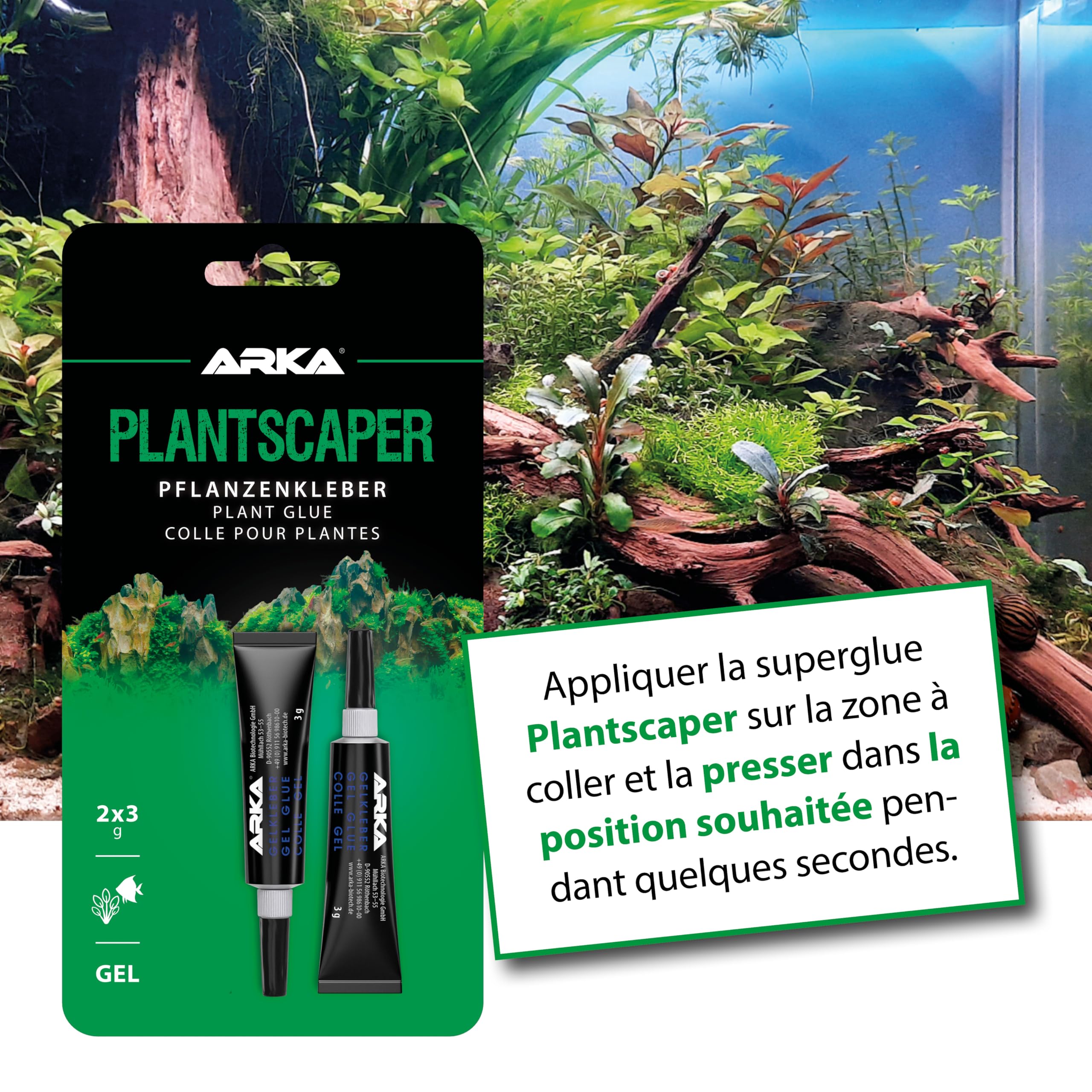Colle plantes aquarium gel 2×3 g – MICROBE-LIFT Plantscaper – colle aquascaping pour mousse & racines – application simple & propre – sûre pour poissons & crevettes – format mini pour bacs plantés