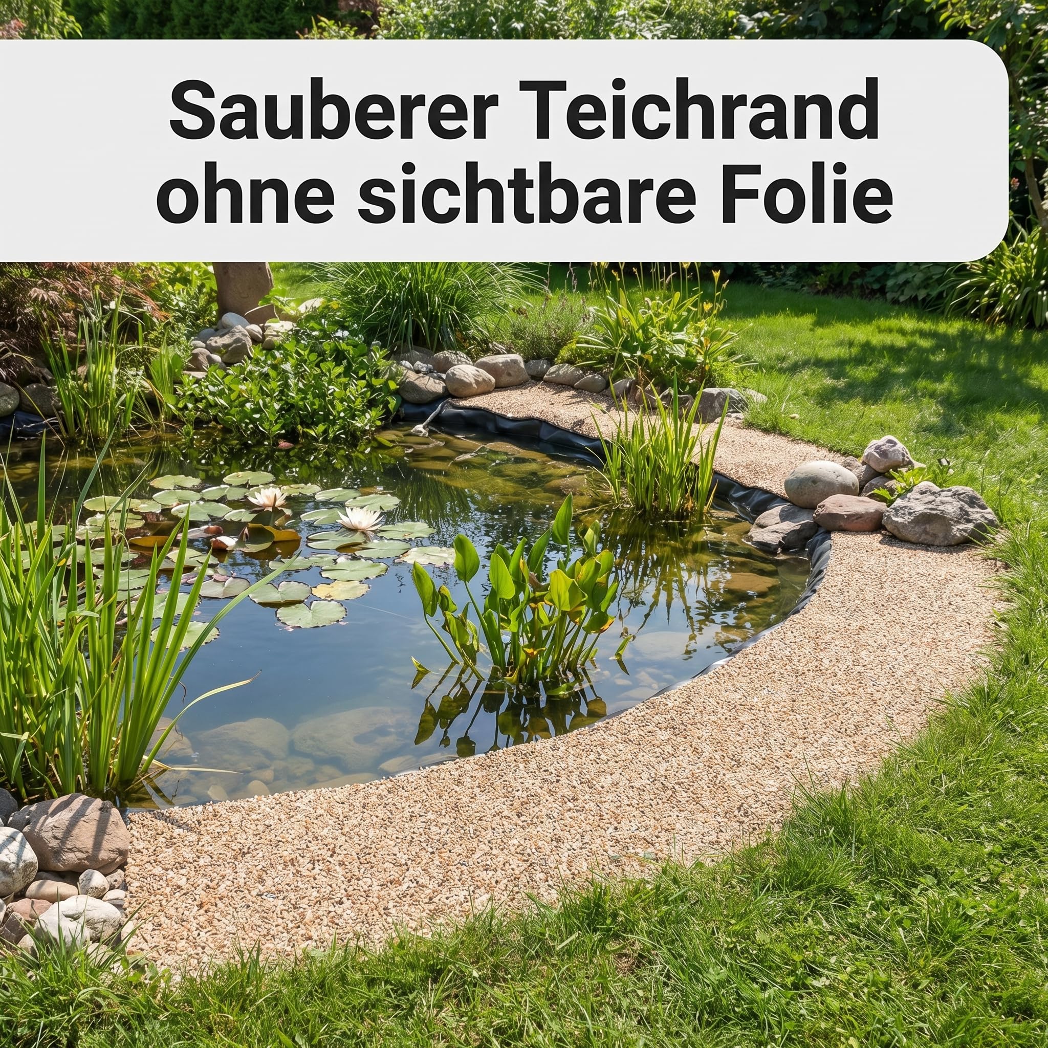 Pondlife Steinfolie für Teichrand und Bachlauf, Ufermatte in Steinoptik, 60 cm breit, 10 m Rolle, ca. 0,5 cm stark, Natur-Optik, robuste Teichumrandung, fisch- und pflanzenverträglich