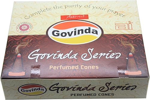 Govinda Conos de incienso – Surtido – 12 paquetes de 10 conos cada uno – con seis aromas diferentes