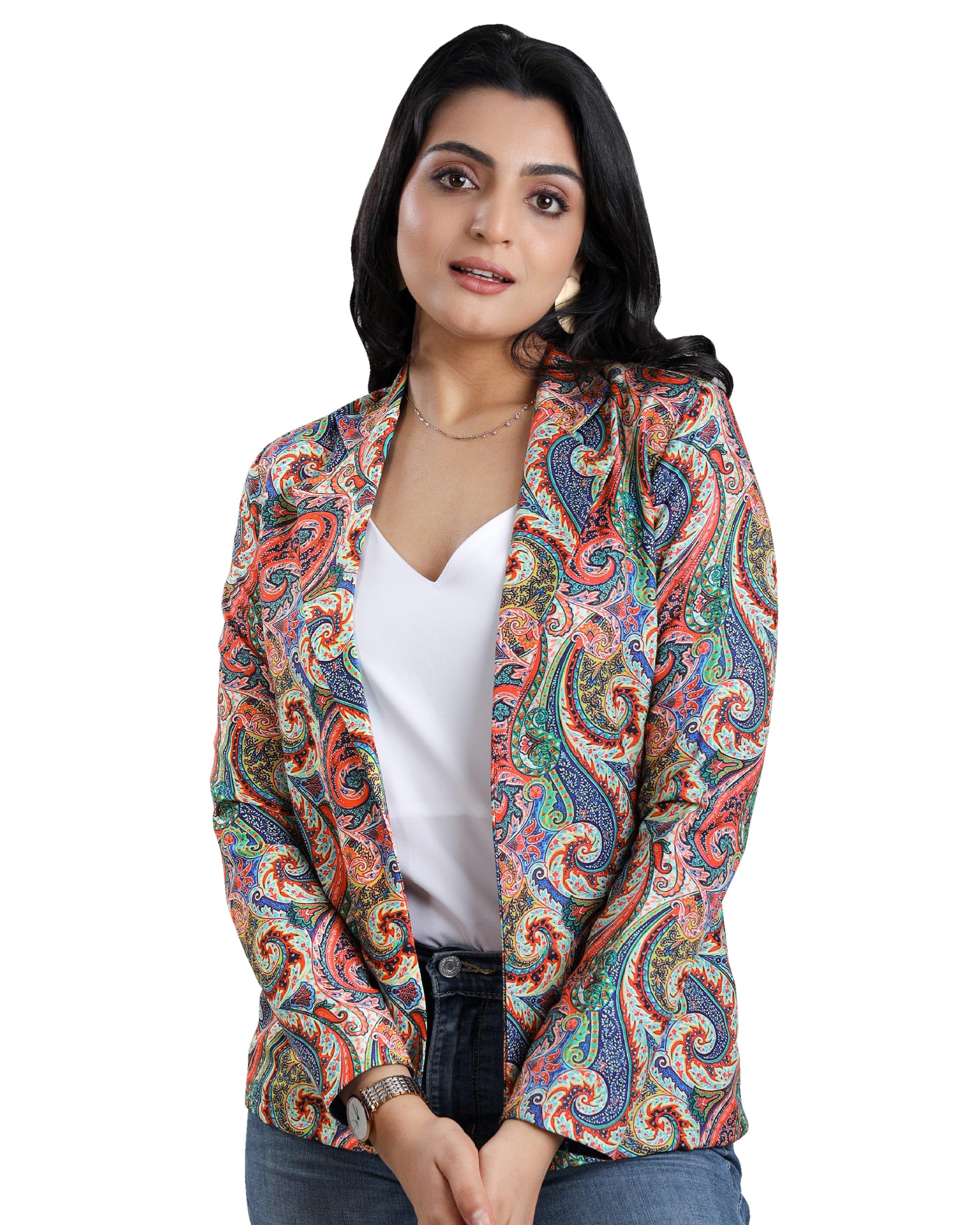 Fabcurate Signature Chic Blazer for Women | Versatile Polyester Jacket Everyday to Special Occasions | All-Season Poly Rayon Jacket in Pink and Blue with Notched Collar, Full Sleeves, Regular Fit