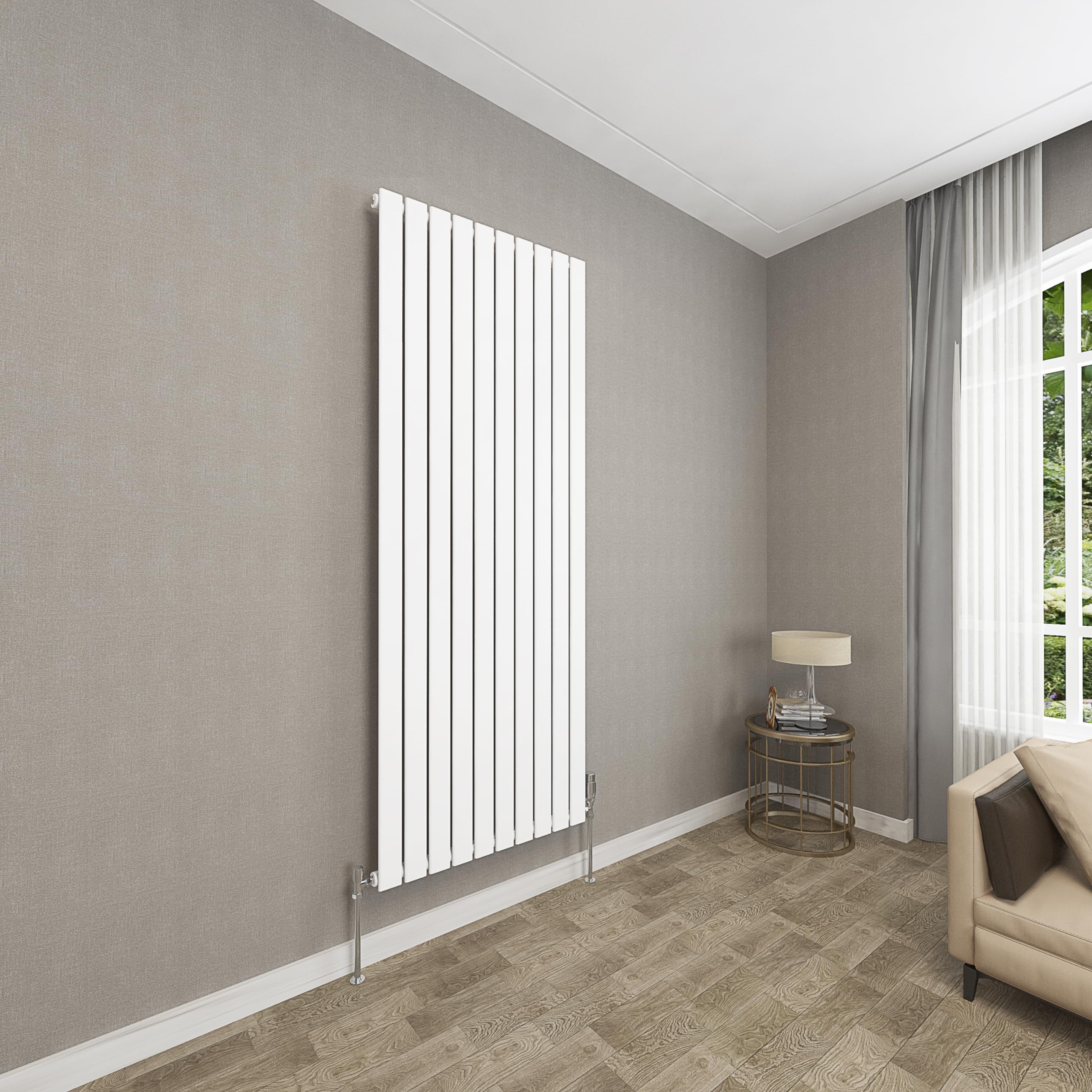 Sky bathroom | 1800x680mm Vertical Designer Radiators White Flat Panel Single Panel Central Heating Radiator โ image 1