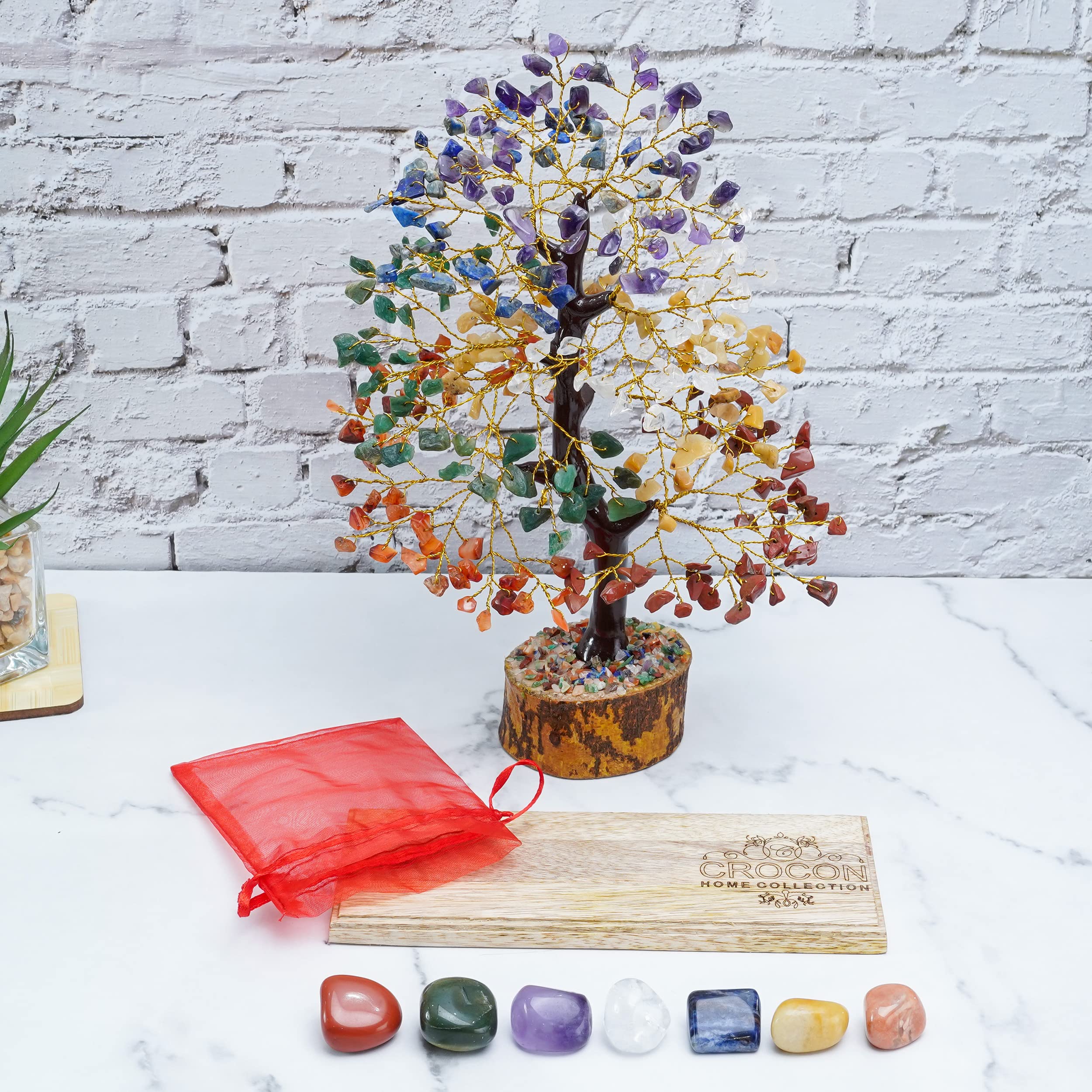 Árbol de la vida de los 7 chakras: árbol de la vida de cristal de los siete chakras, decoración de madera, piedras preciosas hechas a mano, decoraciones de cristal, regalos espirituales, Feng Shui