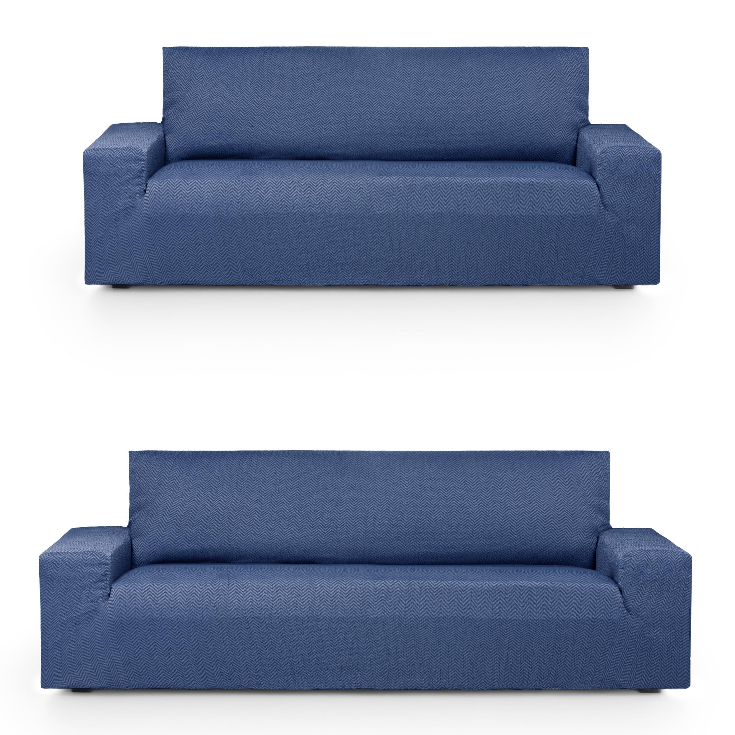 Housse de canapé extensible Eysa pour rénover vos salons 3 et 2 places bleu