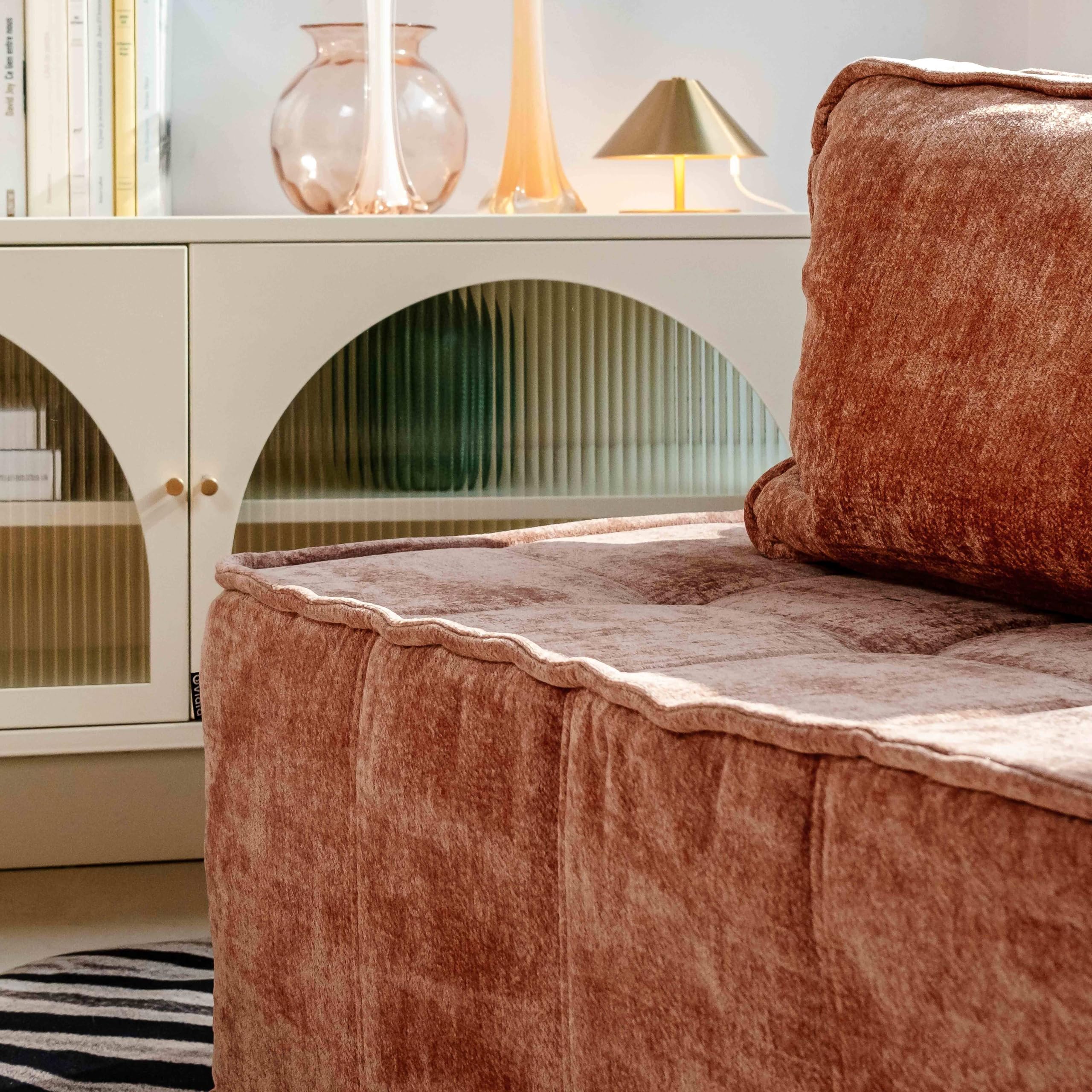 Oviala Tiby Modulares Sofa, 3-Sitzer, Stoff mit Kissen, Terrakotta, L 255 cm