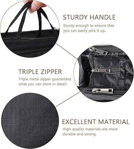 Vista 5 de Bolso de mano estilo cartera de Vercord para mujer con organizador incorporado, estampado bien definido, con manijas y cremallera, tamaño 2, Negro)