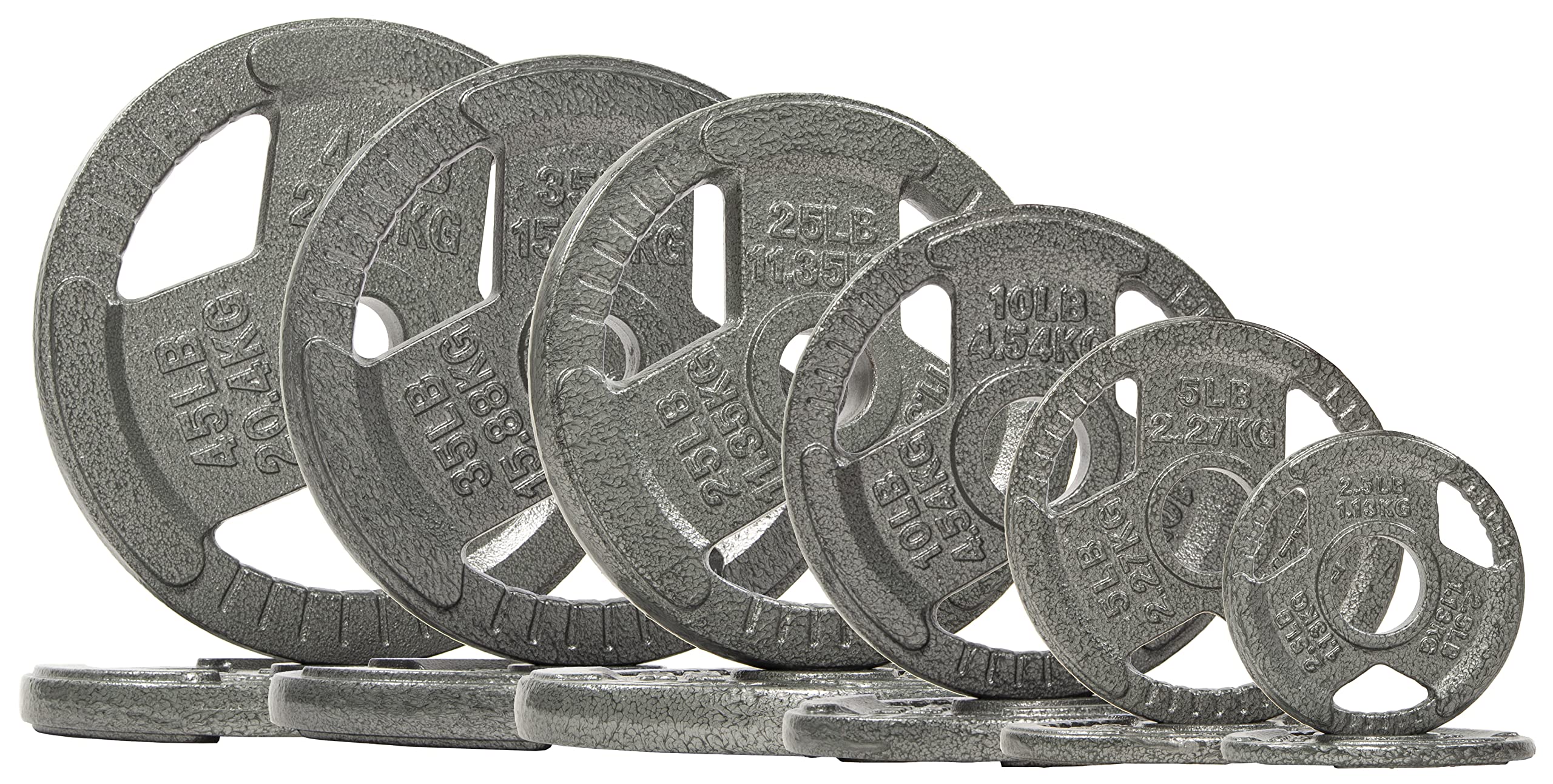 BalanceFrom Cast Iron Olympic 2-Inch Plate Weight Plate for Strength Training and Weightlifting, 245 LB Set (2x 2.5/5/10/25/35/45LB), Color #3, Multiple Packages