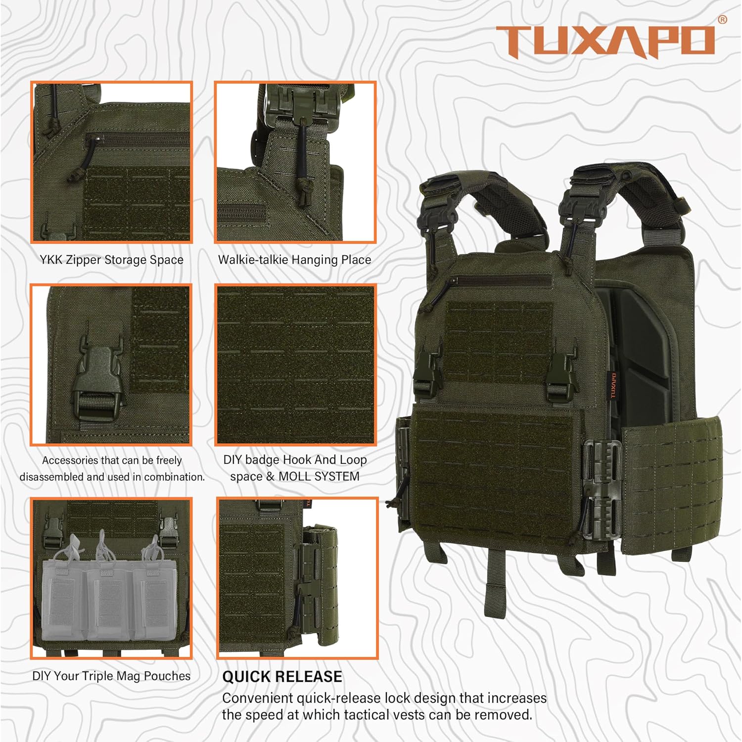 Tactical Molle Vest Laser Cutting Modular Lightweight Quick Release Adjustable Vests - Image 3