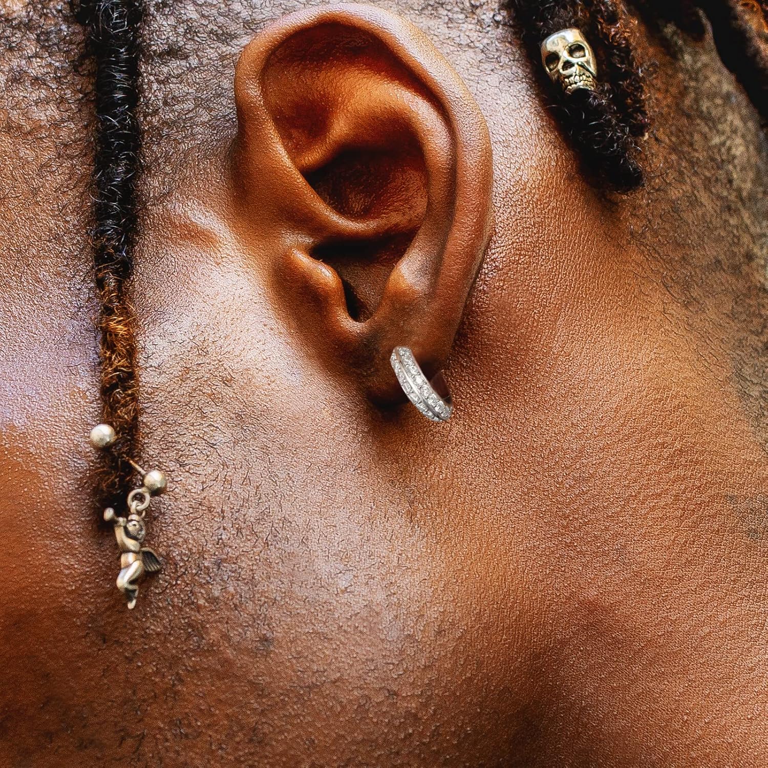 KRKC&CO Moissanite Hoops Earrings for Men, D Color, VVS1, S925 Sterling Silver, Gold Plated Hoops, Brilliant Round For Him, 𝐅𝐚𝐭𝐡𝐞𝐫𝐬 𝐃𝐚𝐲 𝐆𝐢𝐟𝐭 𝐟𝐨𝐫 𝐃𝐚𝐝 - Image 3