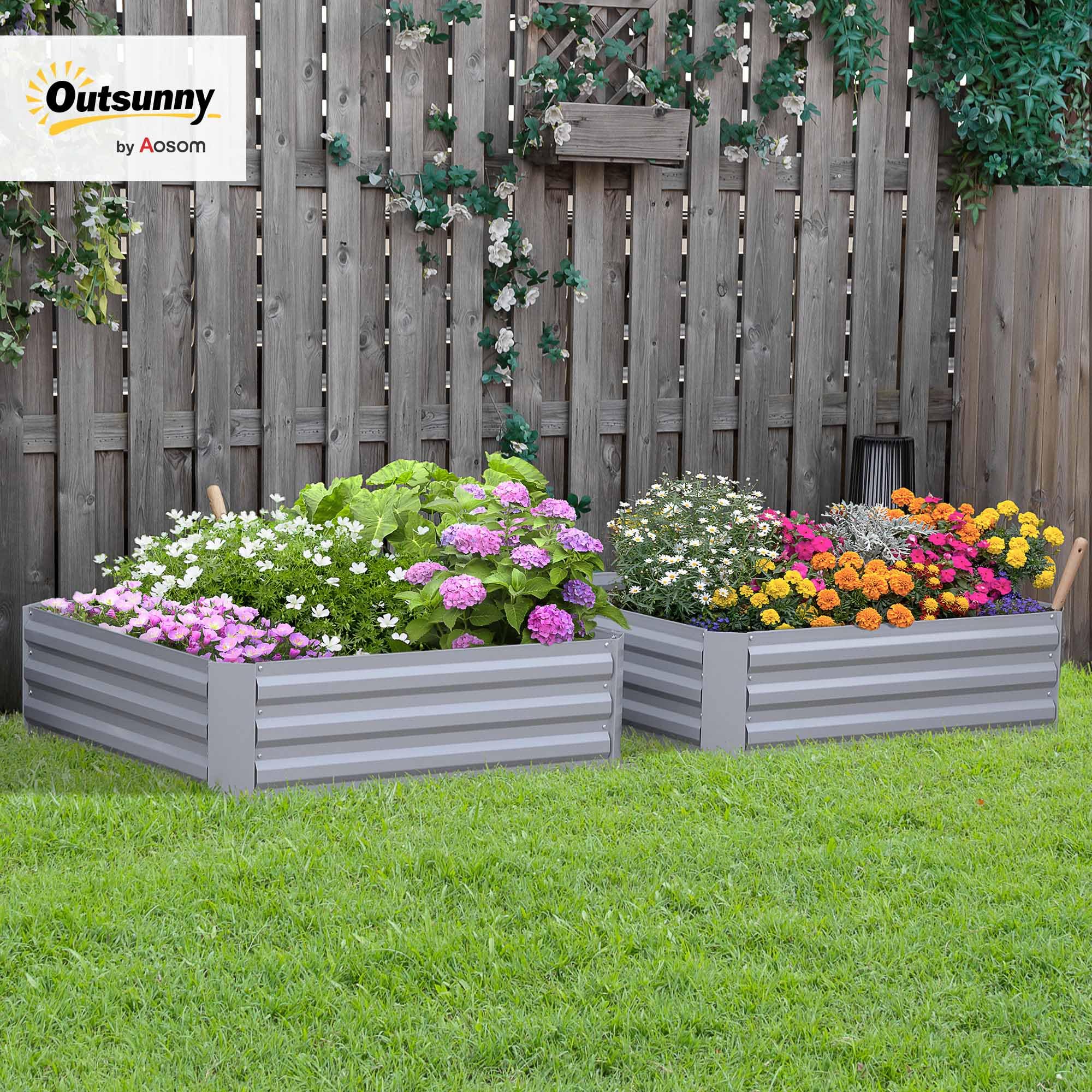 Outsunny Verhoogde plantenbak van staal, 241 x 90,5 x 30 cm, Bloembak, Tuinbed, Kruidenbed, Groentebed voor Balkon, Terras, Groen Outsunny Verhoogde plantenbak van staal, 241 x 90,5 x 30 cm, Bloembak, Tuinbed, Kruidenbed, Groentebed voor Balkon, Terras, Groen