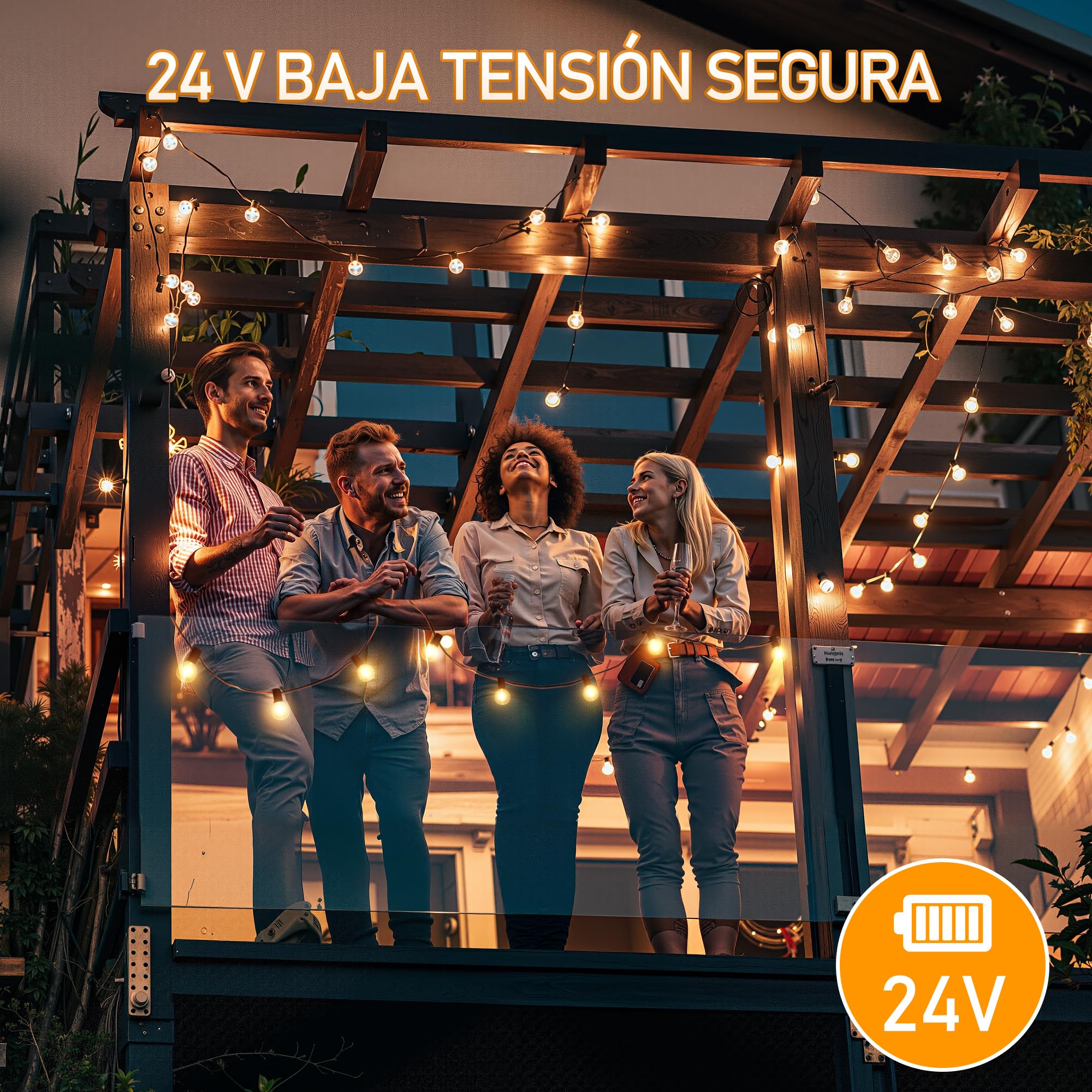 HeiPard Guirnalda Luces Navidad Exterior 60m, 100 + 3 LED Cálidas 2200K - Impermeable IP45 para Jardín, Terraza, Control Remoto RF, 3 Modos + 4 Brillos, Temporizador, Conexión Serie
