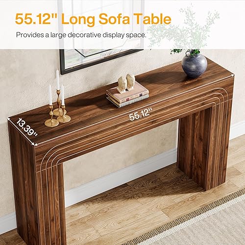 Miniatura 6 de Tribesigns Mesa consola de 55.12 pulgadas, mesa de sofá extra larga detrás del sofá, mesa de entrada de granja de madera para sala de estar,