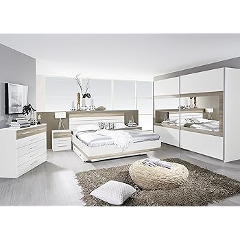 Rauch Schlafzimmer Komplettangebot Schwebeturenschrank 181 Cm Bett 180 X 200 Cm 2 X Nachtkonsole Alpinweiss Eiche Sanremo Amazon De Kuche Haushalt