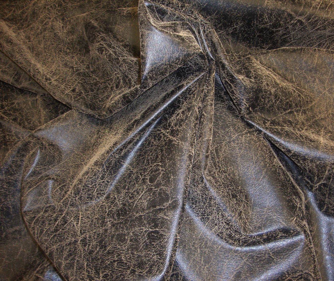 Saddle Distressed Look Faux Vinyl Upholstery Fabric Per Yard