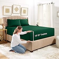 Vista 35 de Empyrean Bedding - Sábanas bajeras tamaño Queen, con sábana de cajón extra profunda – Juego de sábanas bajeras extra profundas, de 24 pulgadas