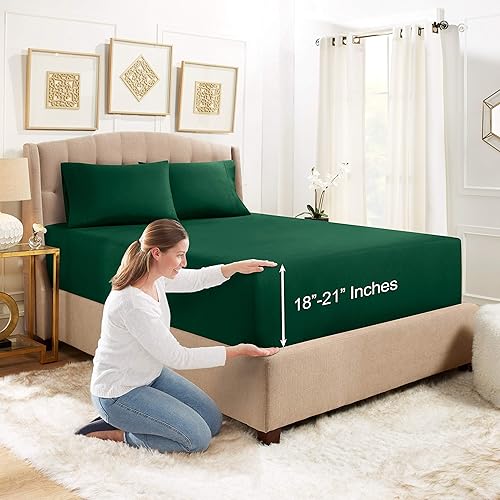 Miniatura 35 de Empyrean Bedding - Sábanas bajeras tamaño Queen, con sábana de cajón extra profunda – Juego de sábanas bajeras extra profundas, de 24 pulgadas