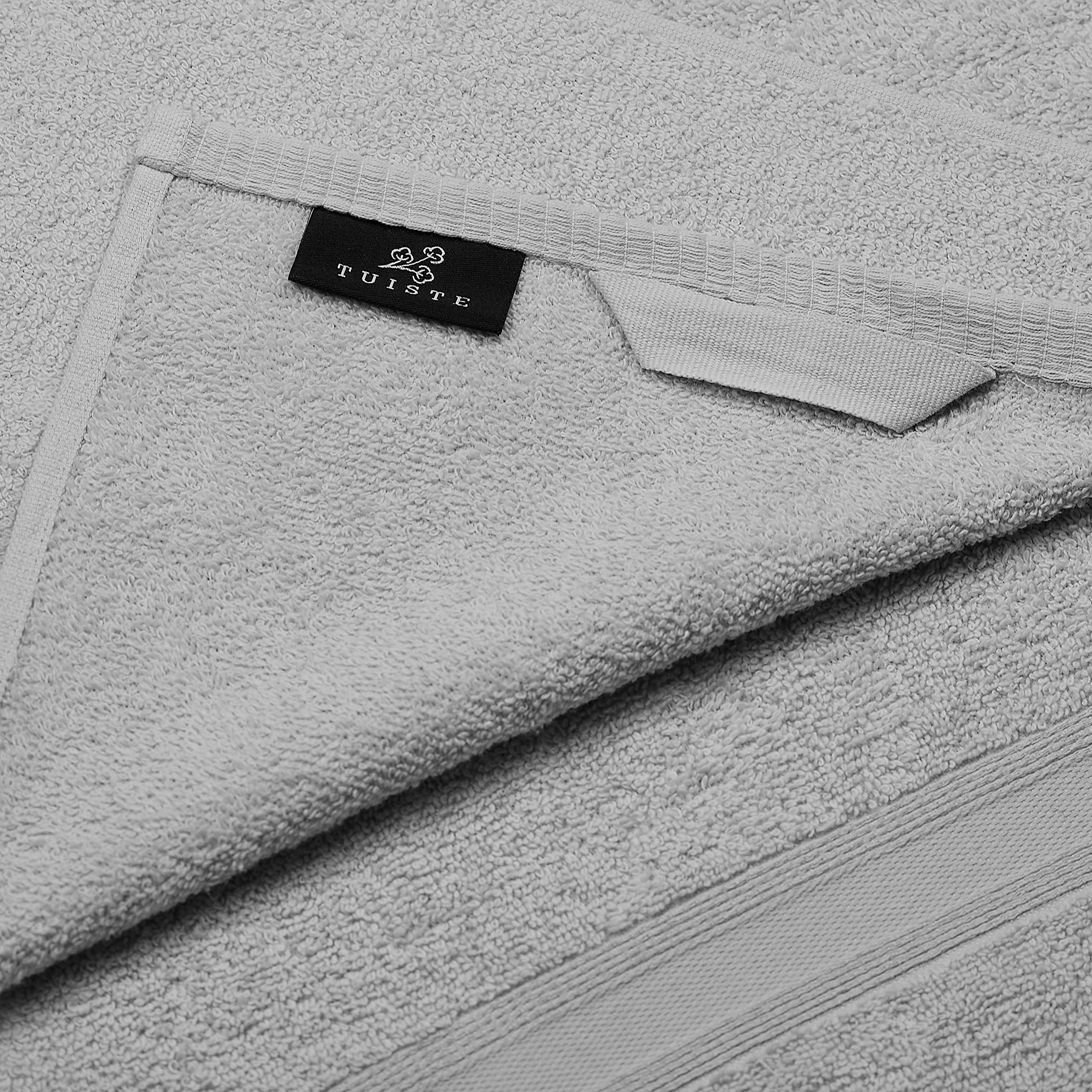 Tuiste Set Asciugamani Bagno Grigio Scuro - Grigio Chiaro Perla, Hotel, Cotone, 2 Telo Doccia 70x140cm + 4 Asciugamani 50x90cm + 2 Asciugamani Ospiti 30x50cm, Asciugamani Bagno Viso e Bidet, Morbidi