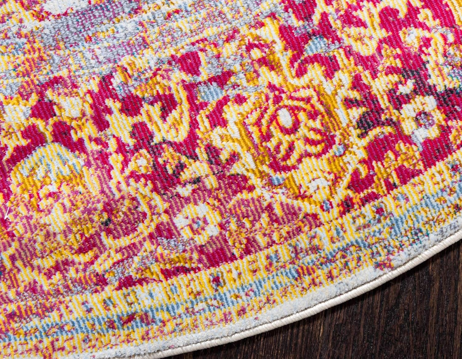 Unique Loom Baracoa Collection Bright Color Gradient Medallion Vintage Traditional Area Rug, Round 8' 4" x 8' 4", Multi/Ivory