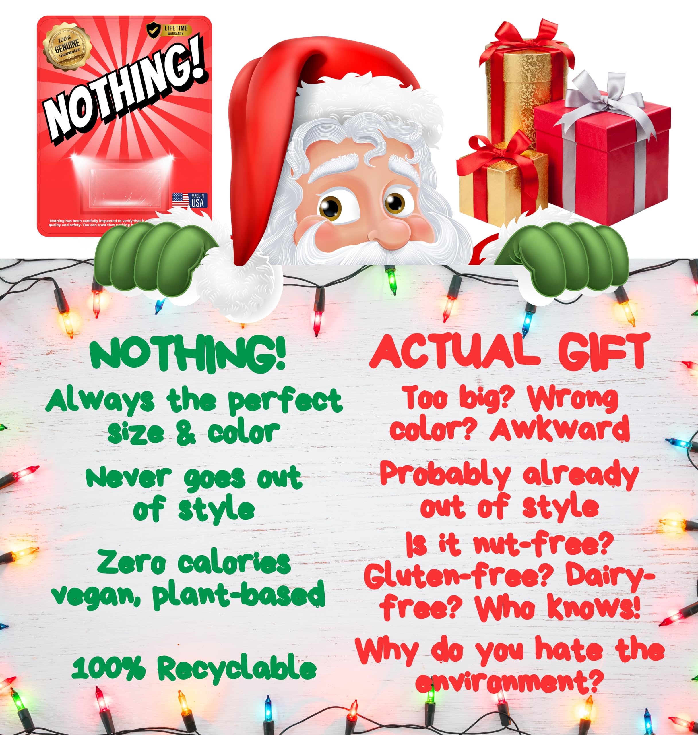 Classy Wino Divertente regalo bavaglio - Niente! - Divertente regalo vuoto per compleanni, Natale elefante bianco e scambio di regali di Babbo Natale segreto - Regalo perfetto per familiari e amici