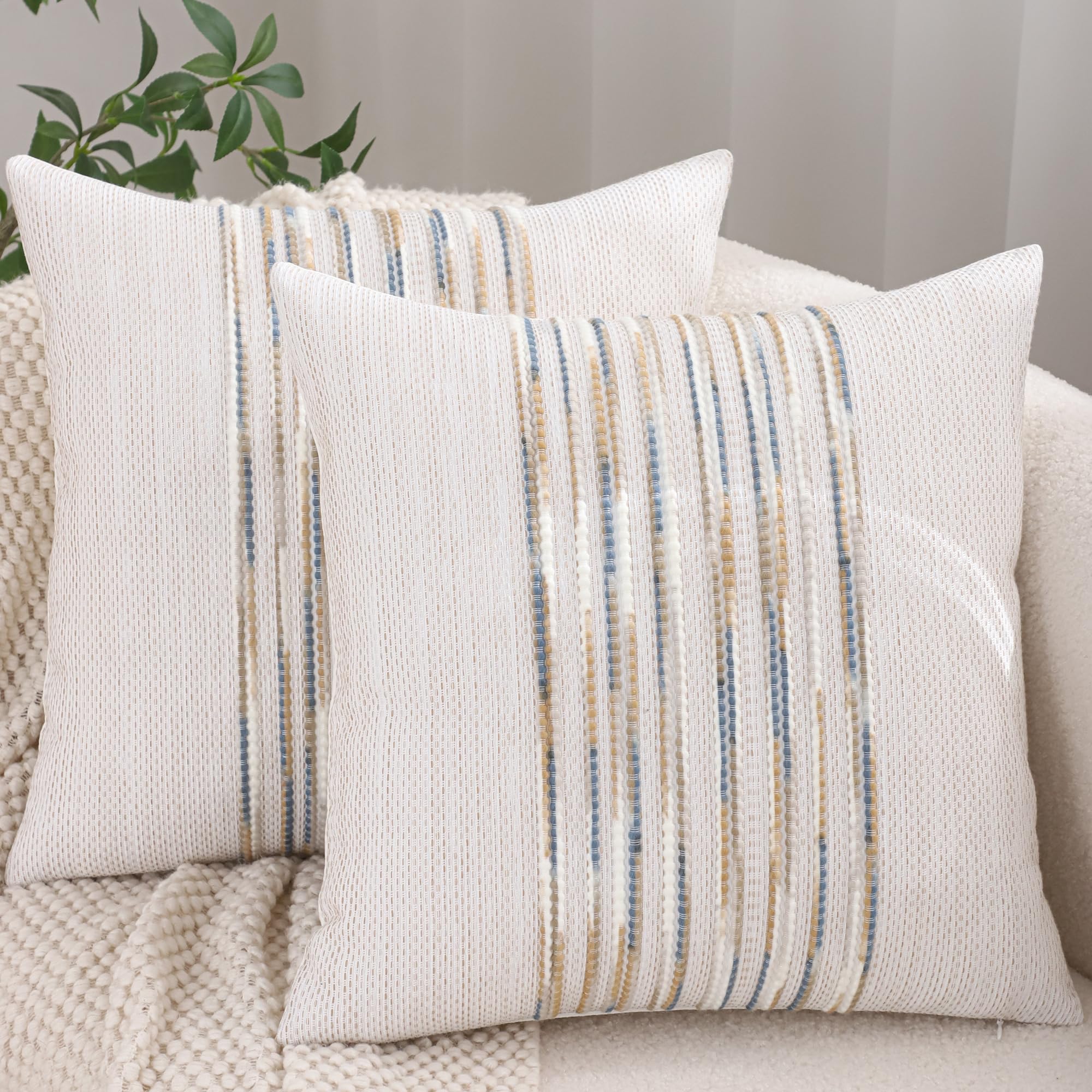 Housse de coussin 45x45 anti-plis en chenille épaisse Tosleo jaune