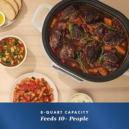 Miniatura 3 de Crock-Pot Olla antiadherente con revestimiento de cerámica de 8 cuartos de galón, compatible con multicocina multicomida, tamaño de 8 cuartos de