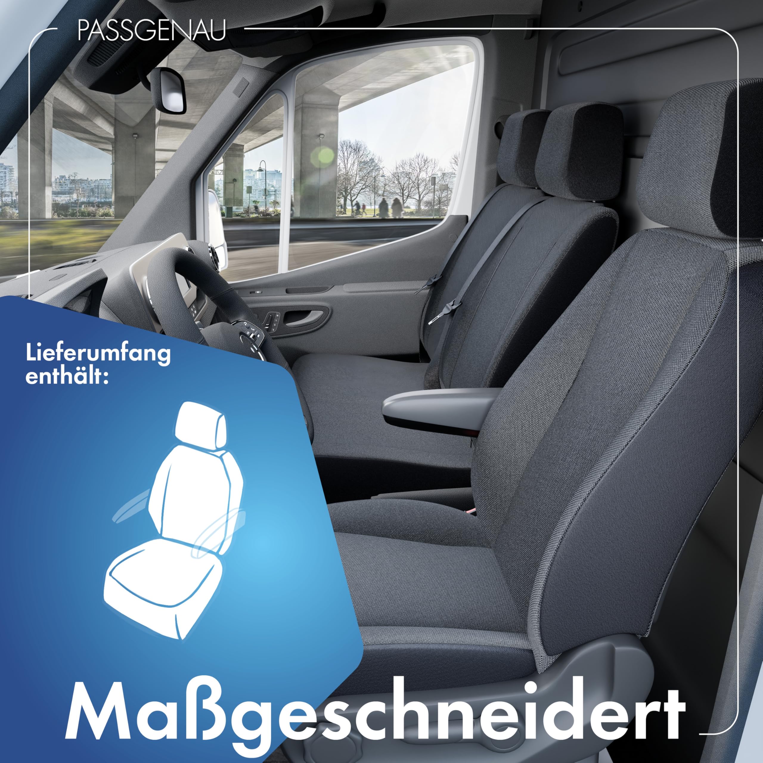 Walser Transporter pokrowce na siedzenia samochodowe, kompatybilne z VW T6, pojedyncze siedzenie przednie, pokrowce na siedzenia samochodowe z materiału, ochraniacz na siedzenia samochodowe, zestaw do