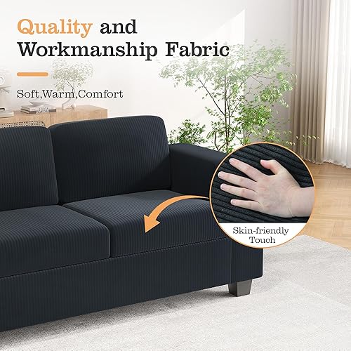 Miniatura 5 de Apicizon Sofá Loveseat Moderno con Sofá Cama de 89", Sofá de Pana de 2 Piezas para Sala de Estar, Sofás Modernos para Salón de Apartamentos, Gris