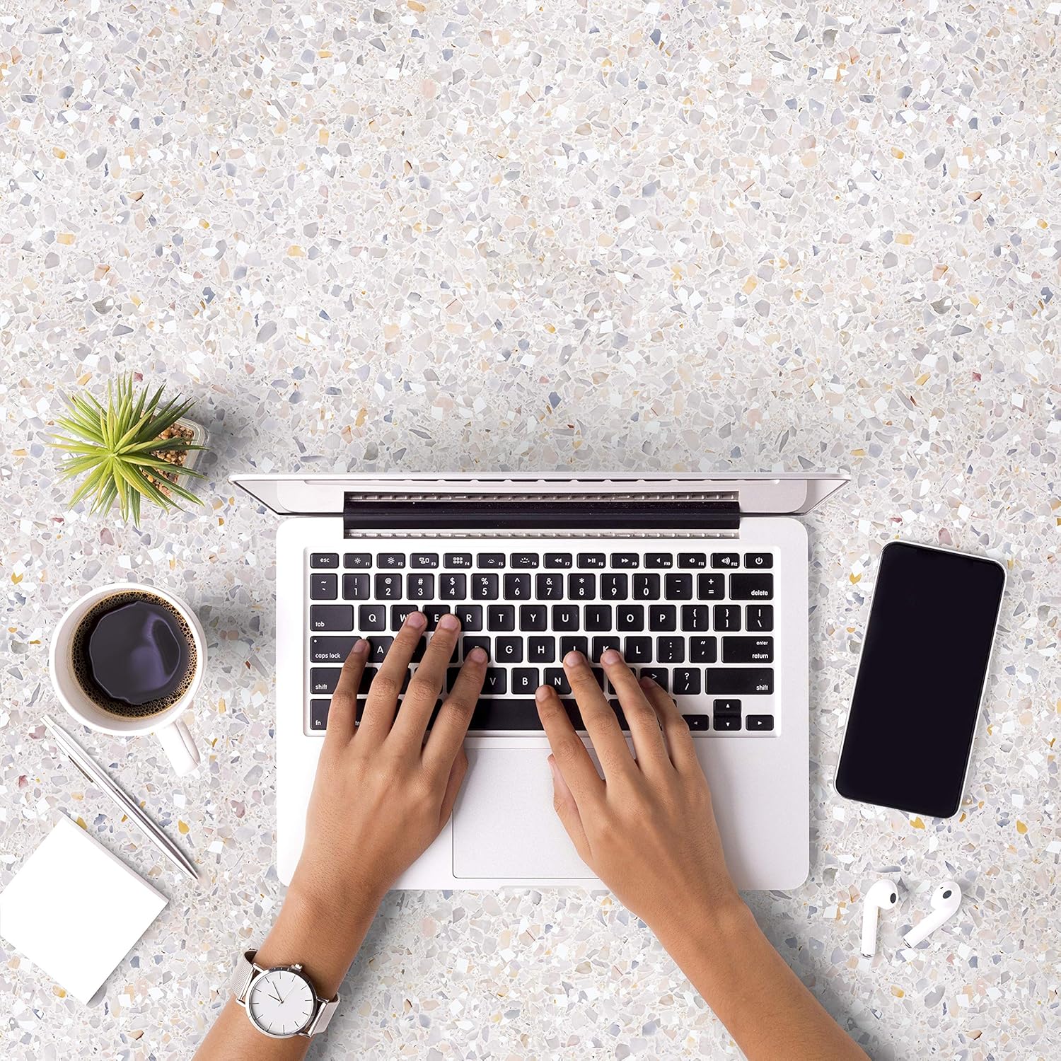 Con-Tact Brand Creative Covering, Self-Adhesive Shelf Liner, Multi-Purpose Vinyl Roll, Easy to Use and Apply, 18'' x 50', Terrazzo Blush