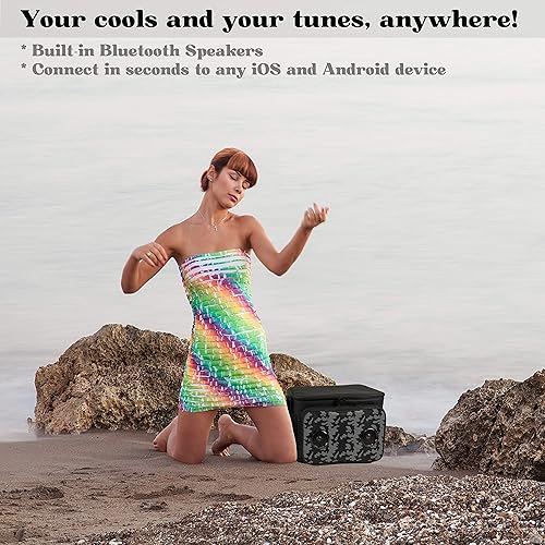 Miniatura 2 de Bolsa térmica aislada con altavoces Bluetooth, 24 latas, 2 galones, bebidas de alimentos, batería recargable compatible con iOS y Android, plegable,