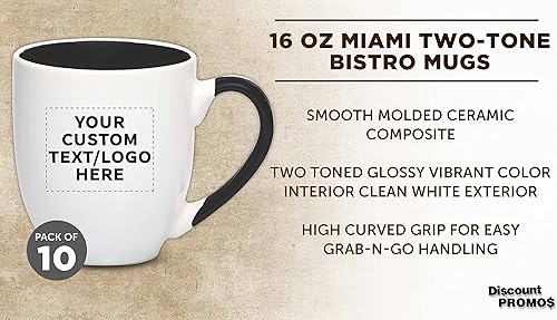 Miniatura 78 de Juego de 50 tazas de café grandes estilo bistro personalizadas de 16 onzas, paquete a granel personalizado, perfectas para café, té, expreso, cacao