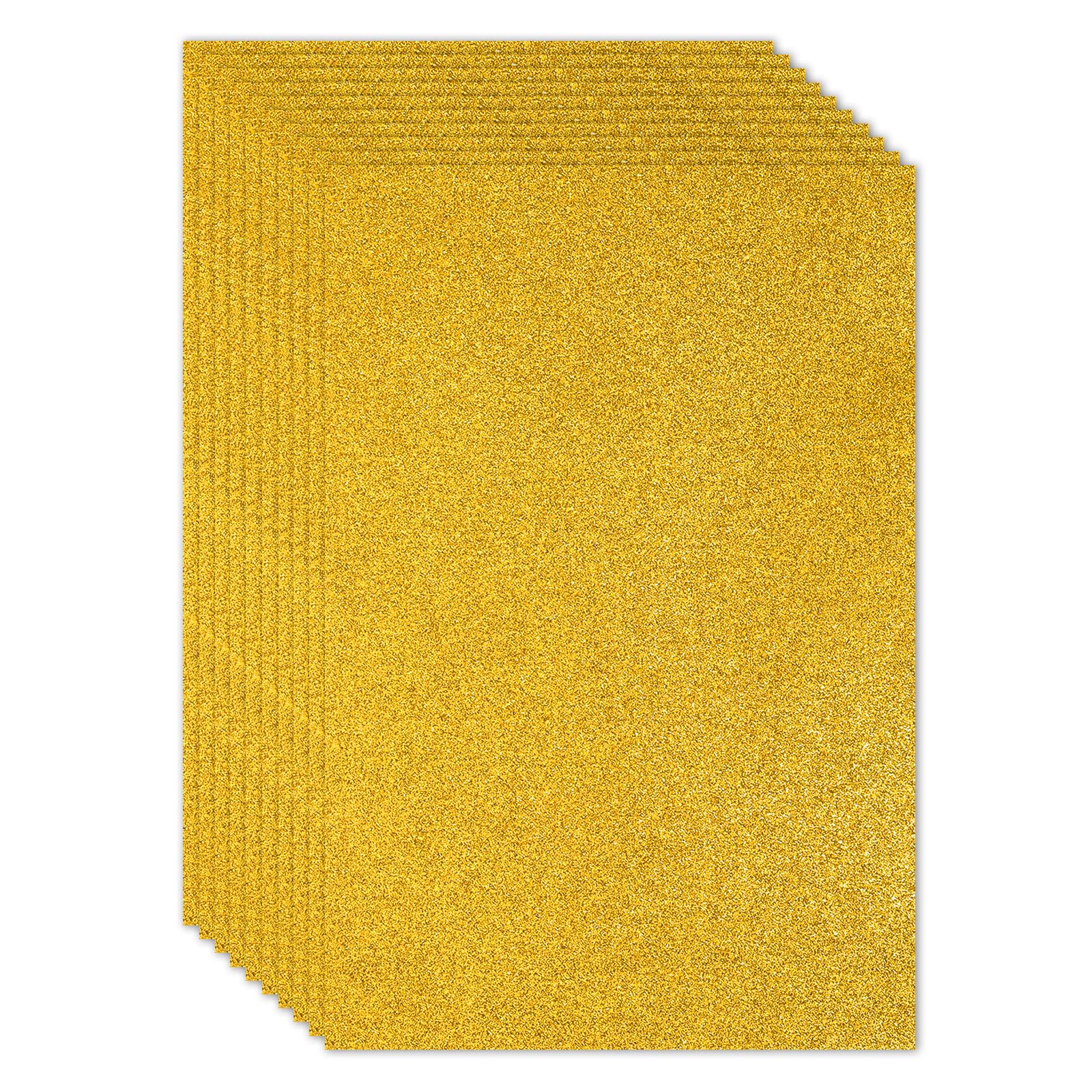 PATIKIL Yellow Shiny EVA Glitter Foam Sheet 11 x 8 Inch 2mm Thick Sparkle EVA Glitter Felt for Crafts DIY Project, 10 Pcs